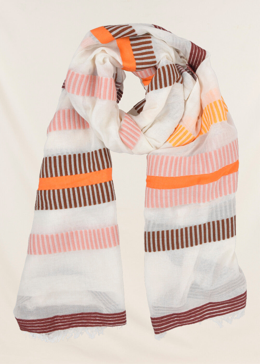 Wide orange striped scarf