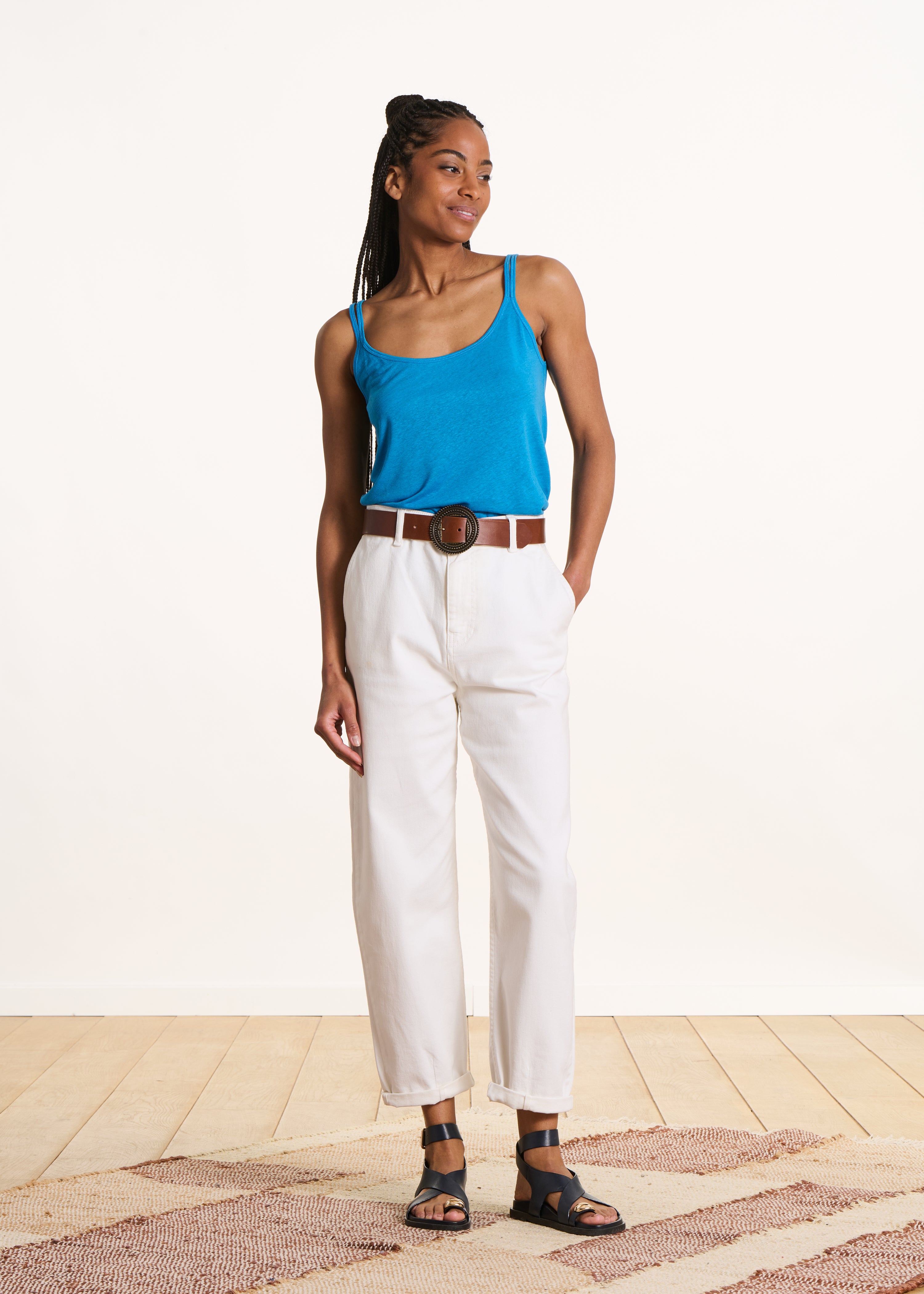 Jean boyfriend blanc en coton biologique