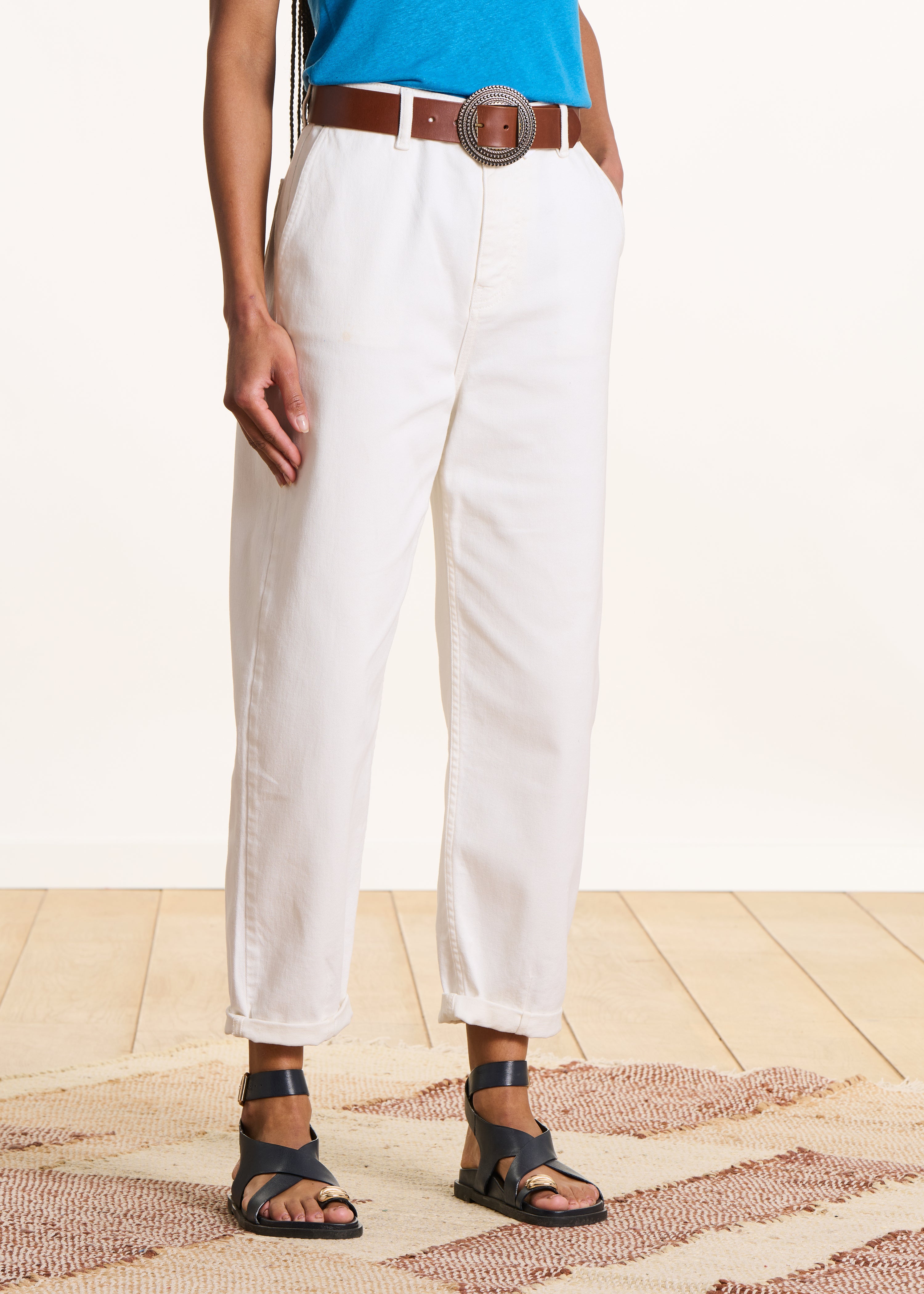 Jean boyfriend blanc en coton biologique