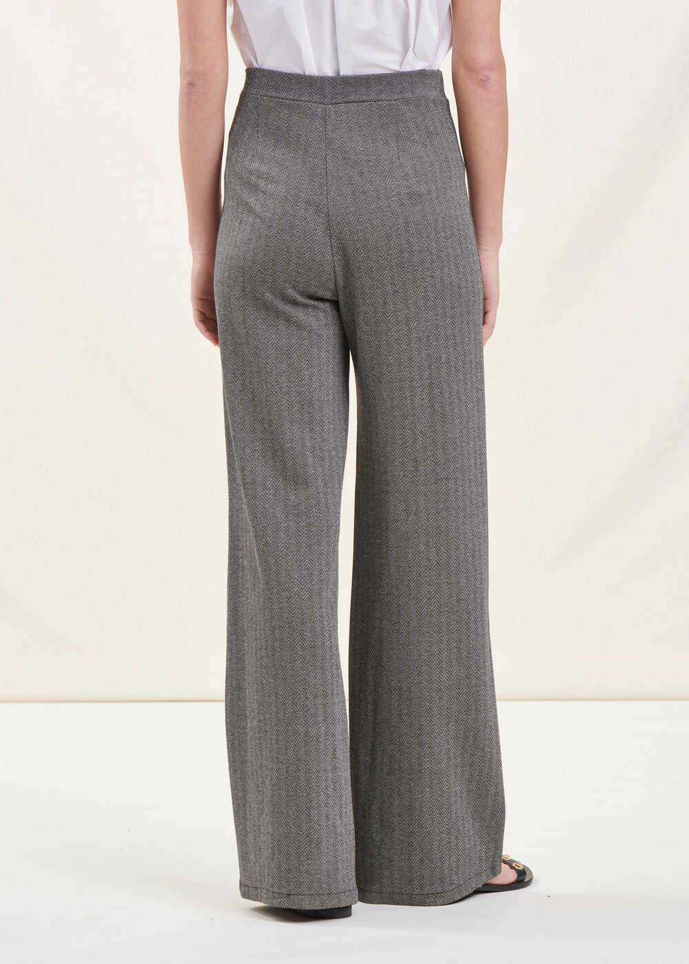 Pantaloni a gamba dritta con motivo a spina di pesce grigio scuro