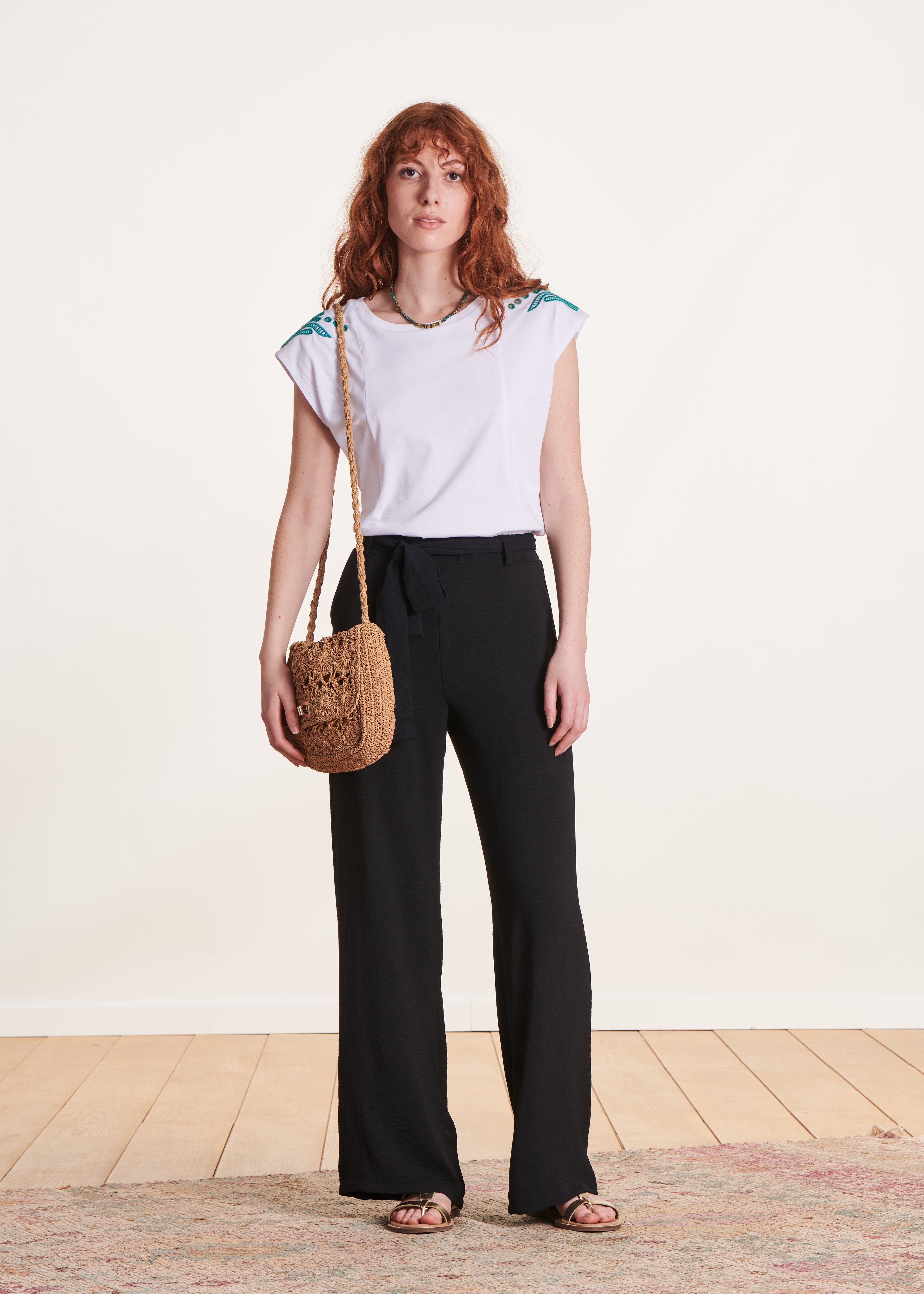 Pantalon Noir Look Pantalon Taille Haute Fluide Pantalon Large