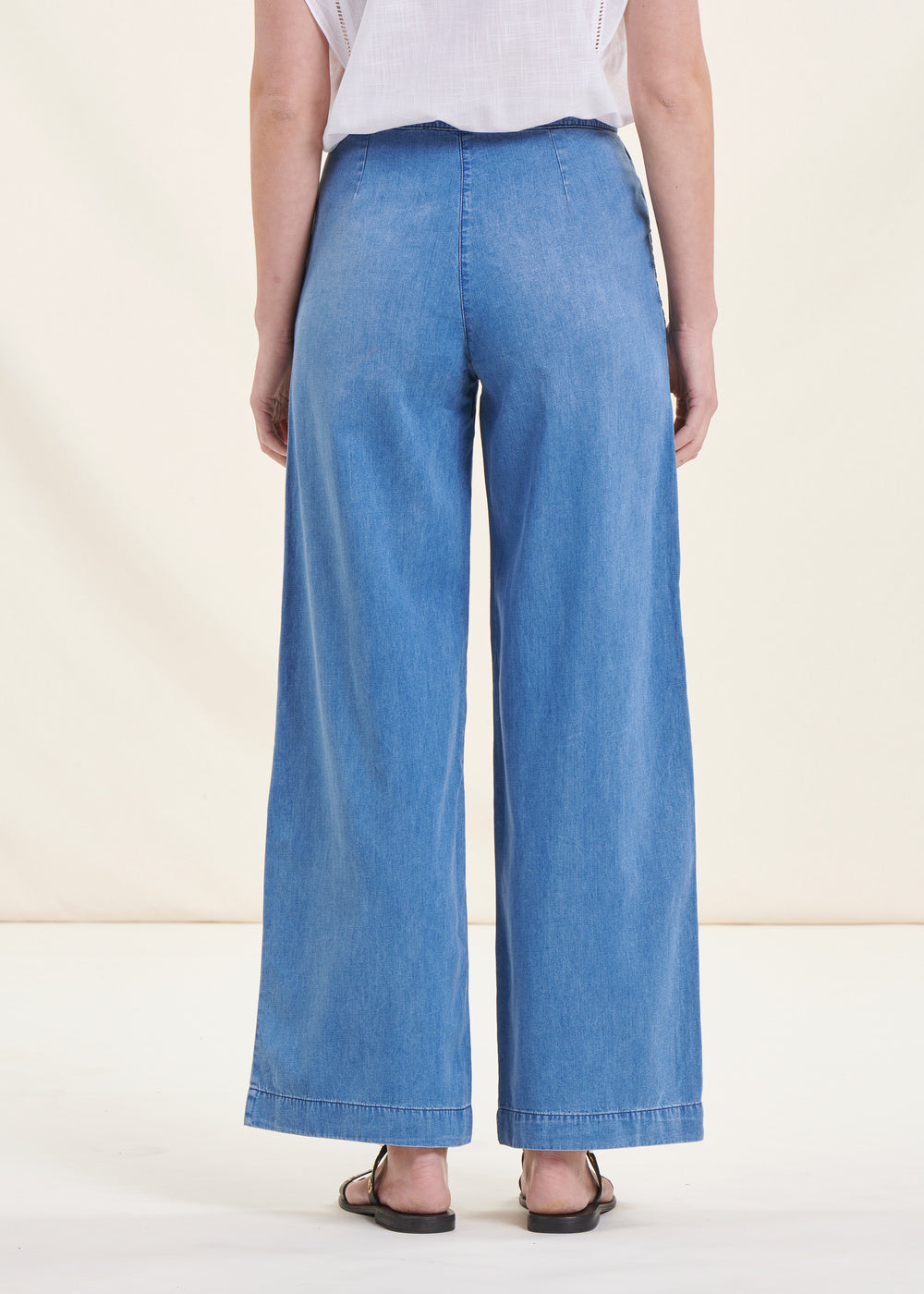 Pantalon fluide bleu en lyocell
