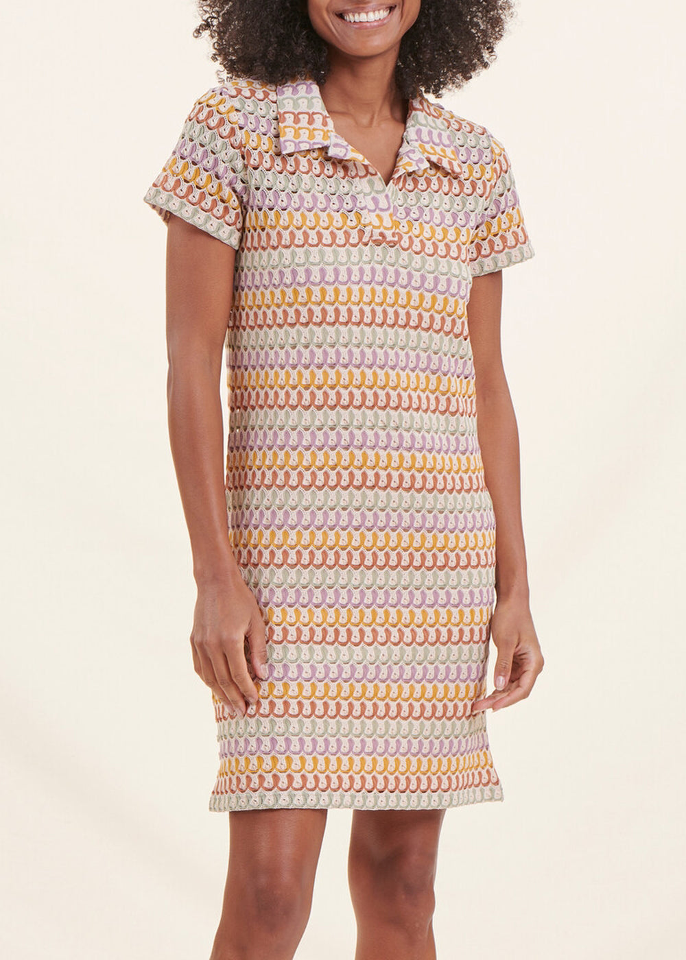 Kurzes Häkelkleid mehrfarbig Terracotta