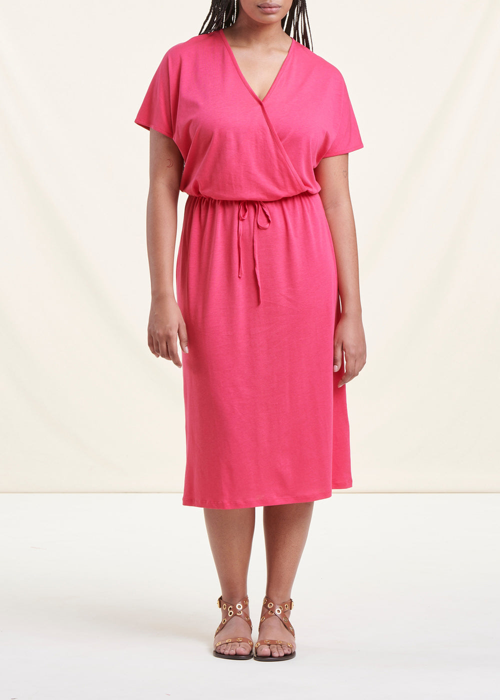 Abito di media lunghezza in jersey lyocell rosa fucsia