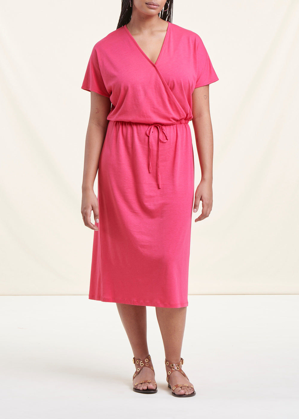 Abito di media lunghezza in jersey lyocell rosa fucsia