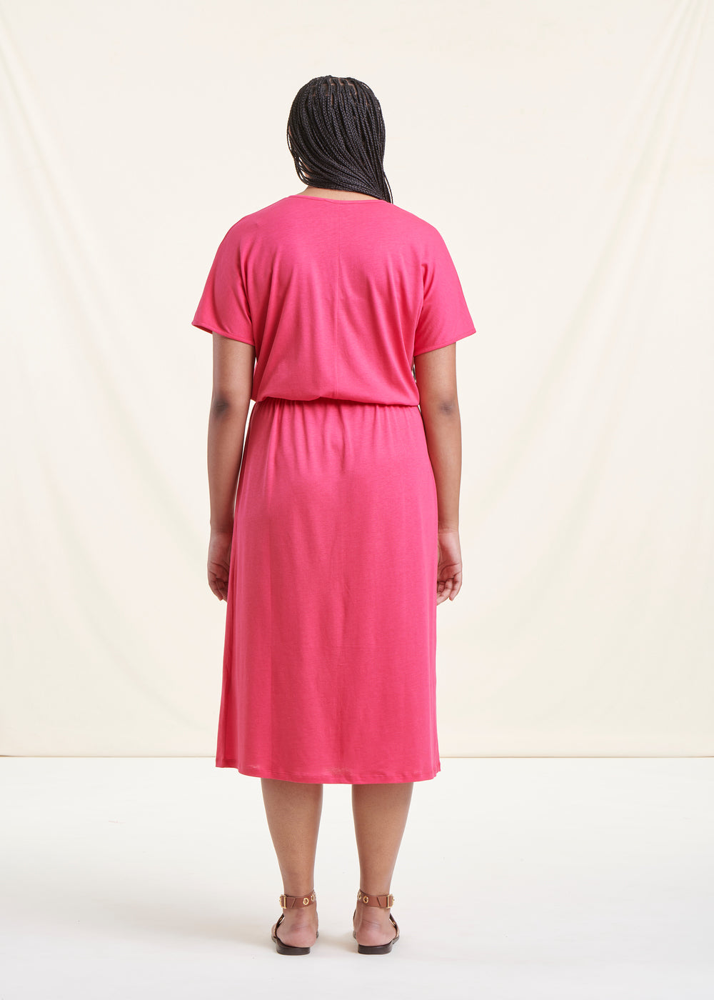 Abito di media lunghezza in jersey lyocell rosa fucsia