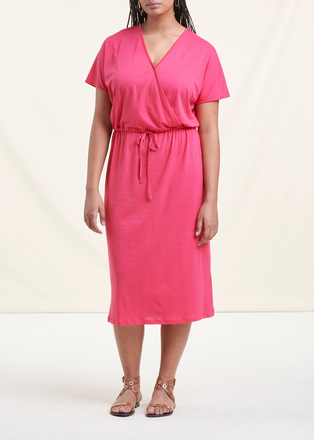 Abito di media lunghezza in jersey lyocell rosa fucsia