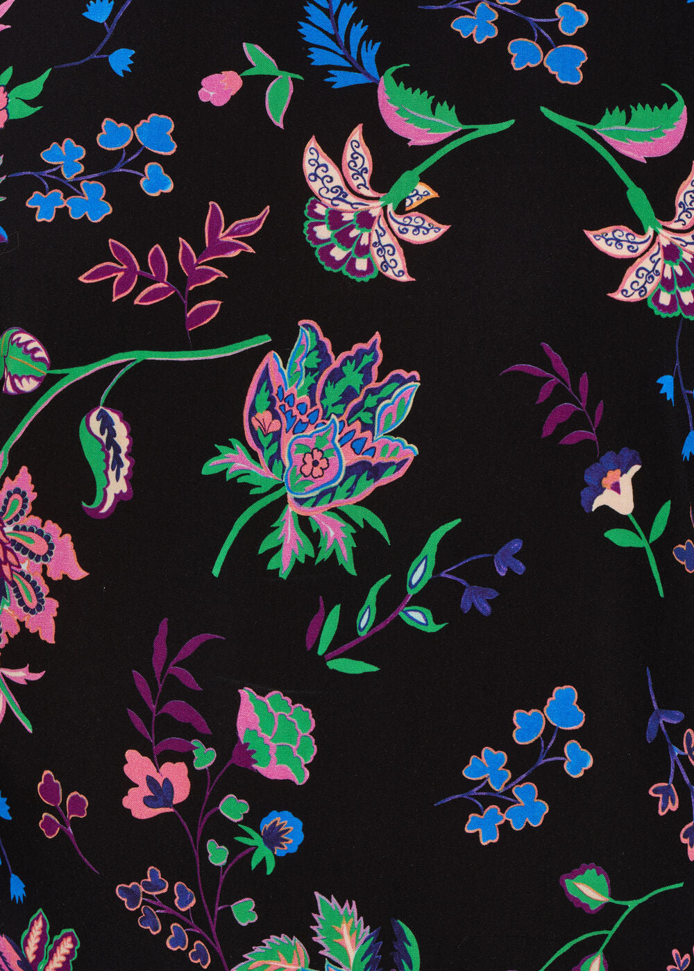 schwarz Top mit langen Ärmeln und Blumenmuster mit rundem Halsausschnitt