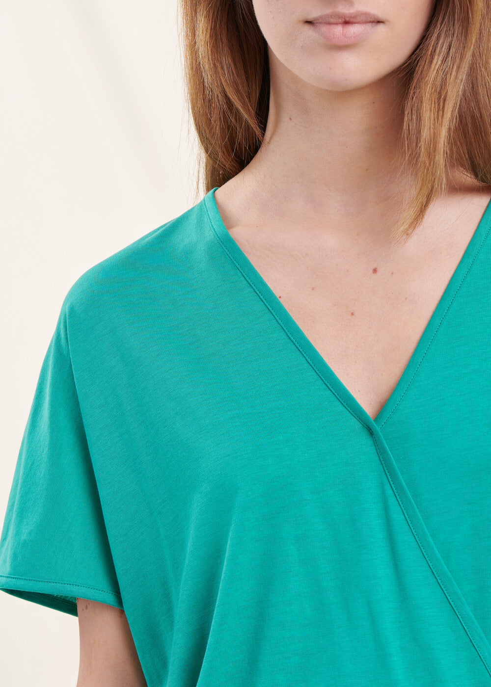 T-shirt blousant vert menthe en lyocell manches courtes