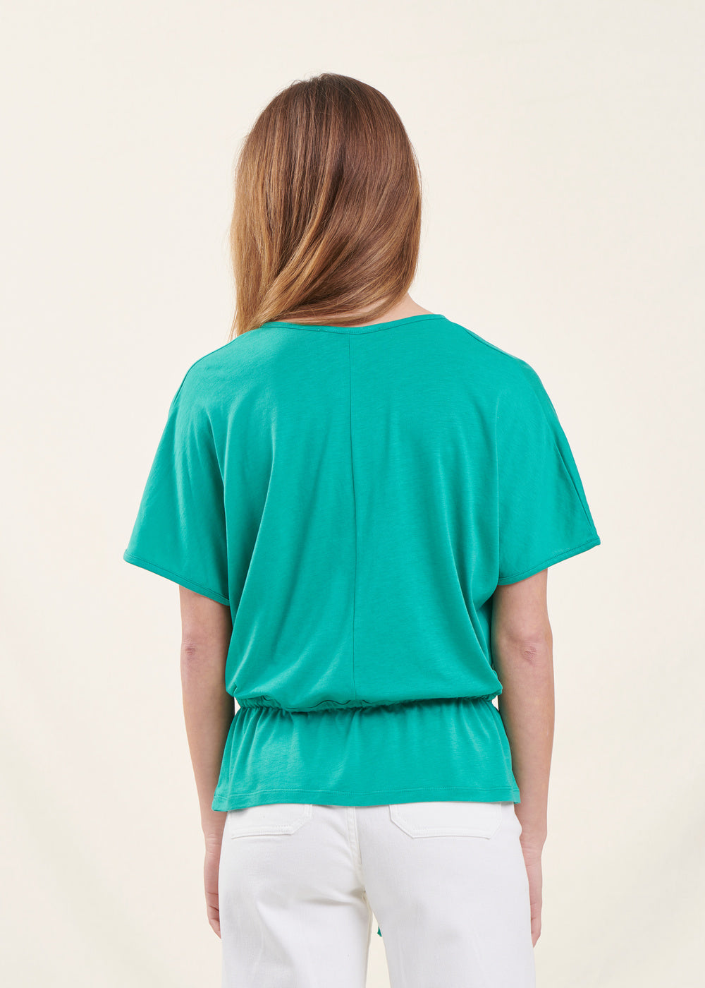 T-shirt blousant vert menthe en lyocell manches courtes