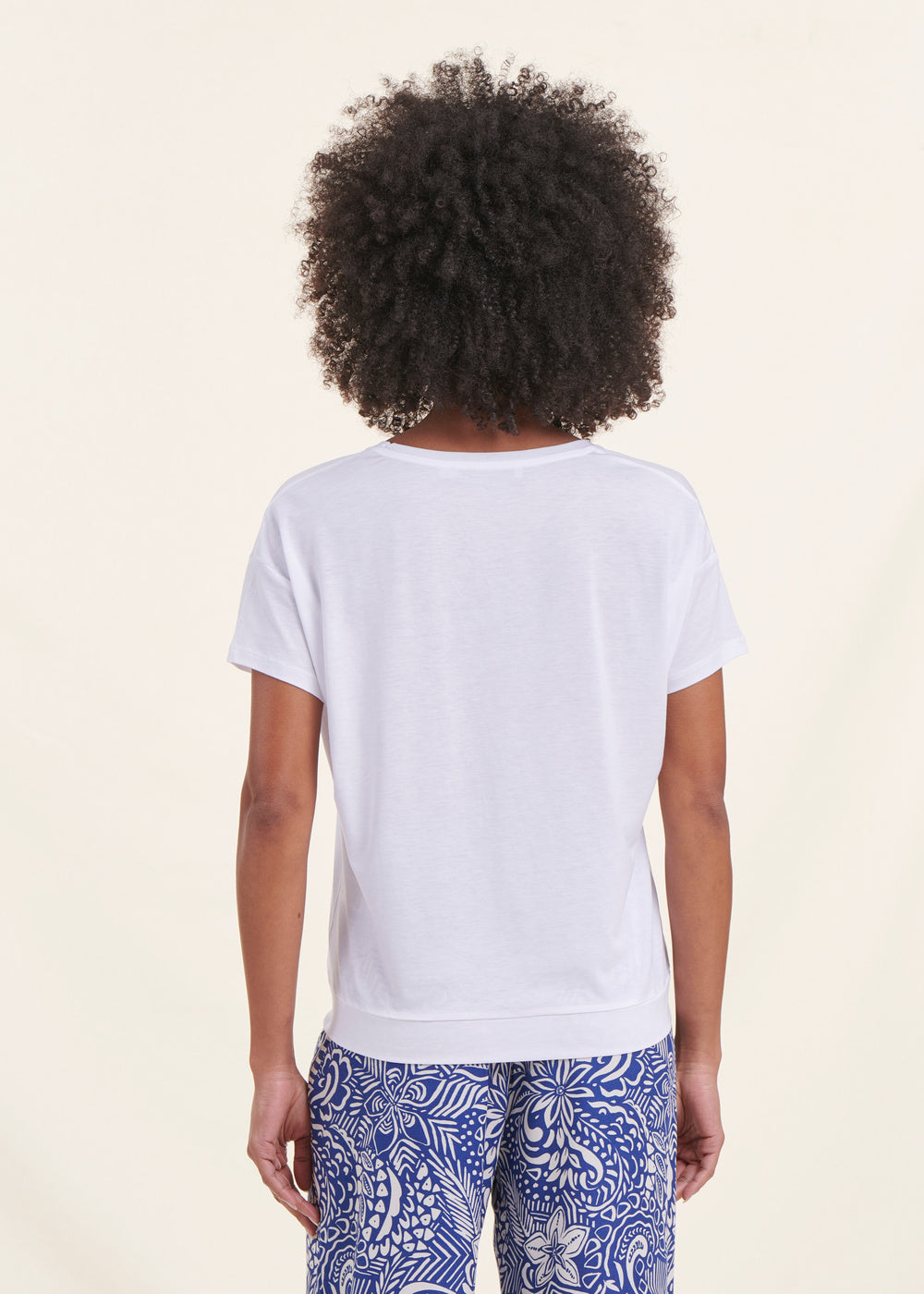 T-shirt bianca a maniche corte in Lyocell