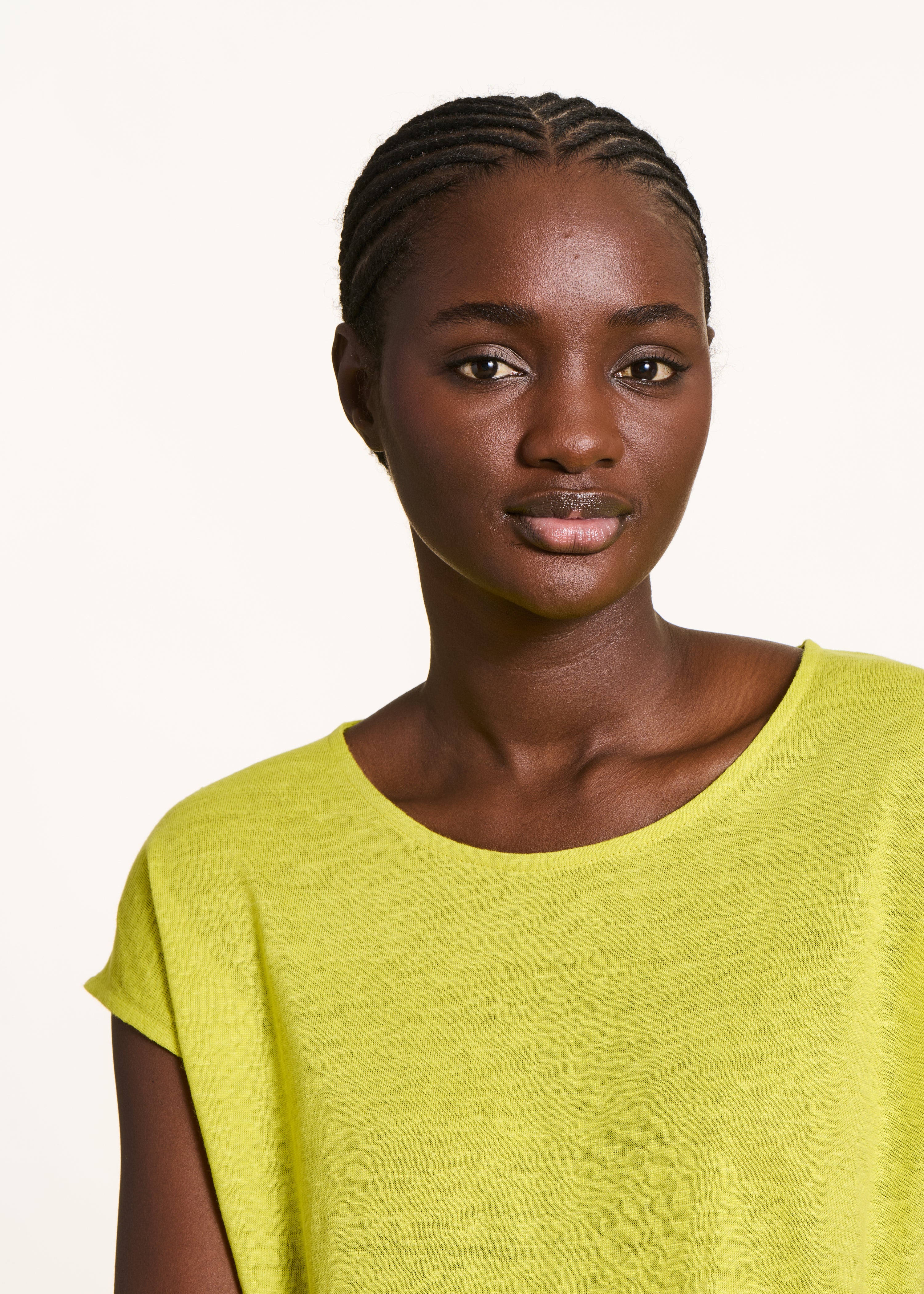 T-shirt droit en jersey lin vert anis