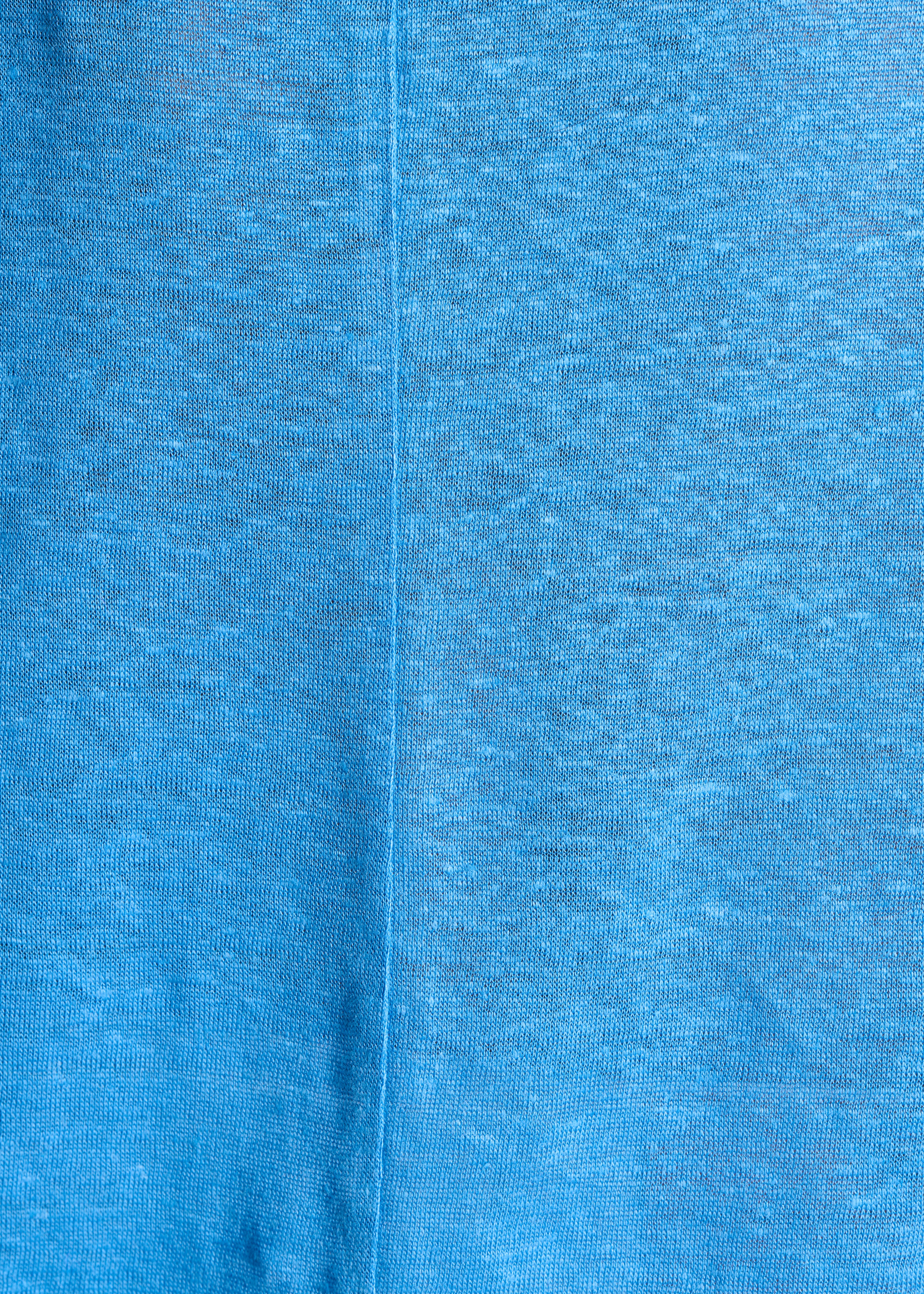 Straight T-shirt in blue linen jersey