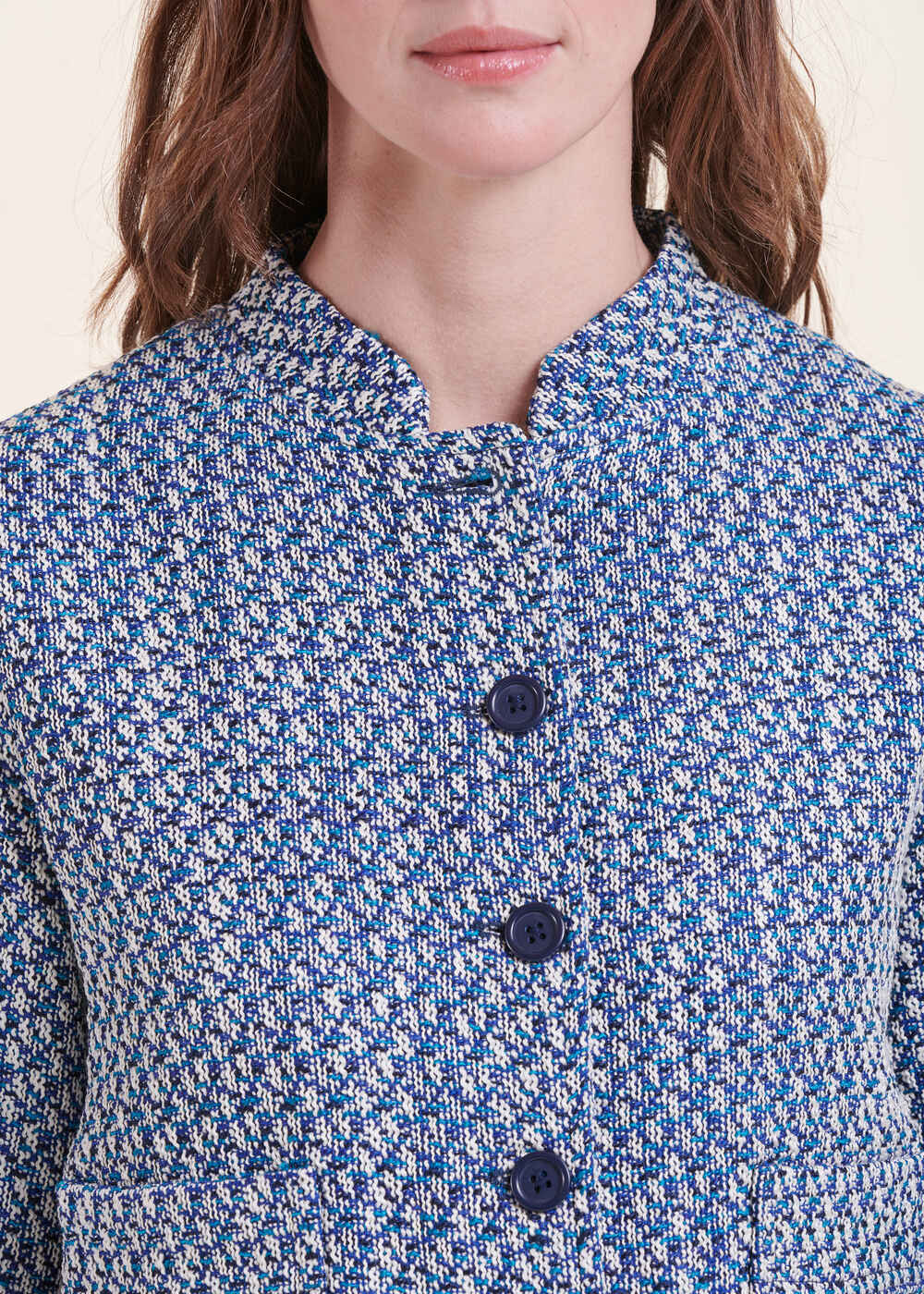 Veste bleue courte en tweed