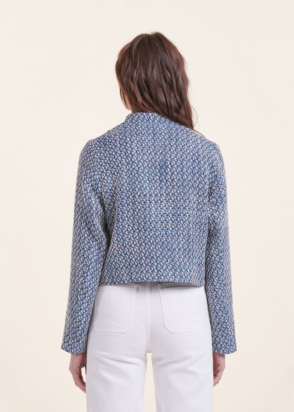 Veste bleue courte en tweed