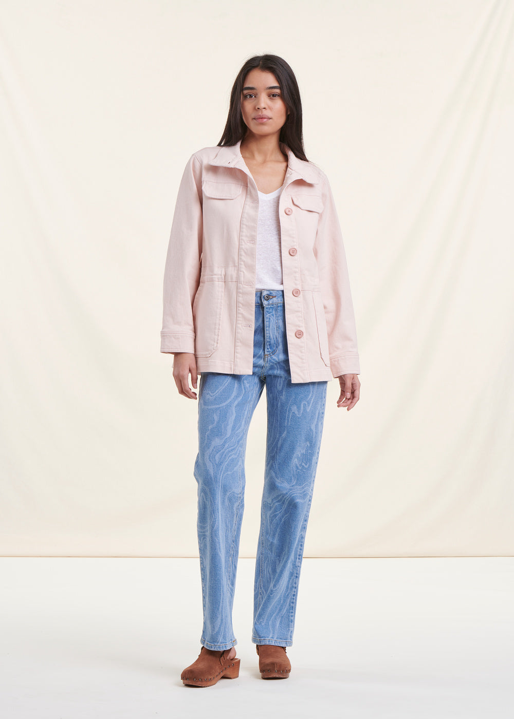 Rosa Kurze Oversize Jeansjacke Rosa Kurzjacke Aus Biologischer