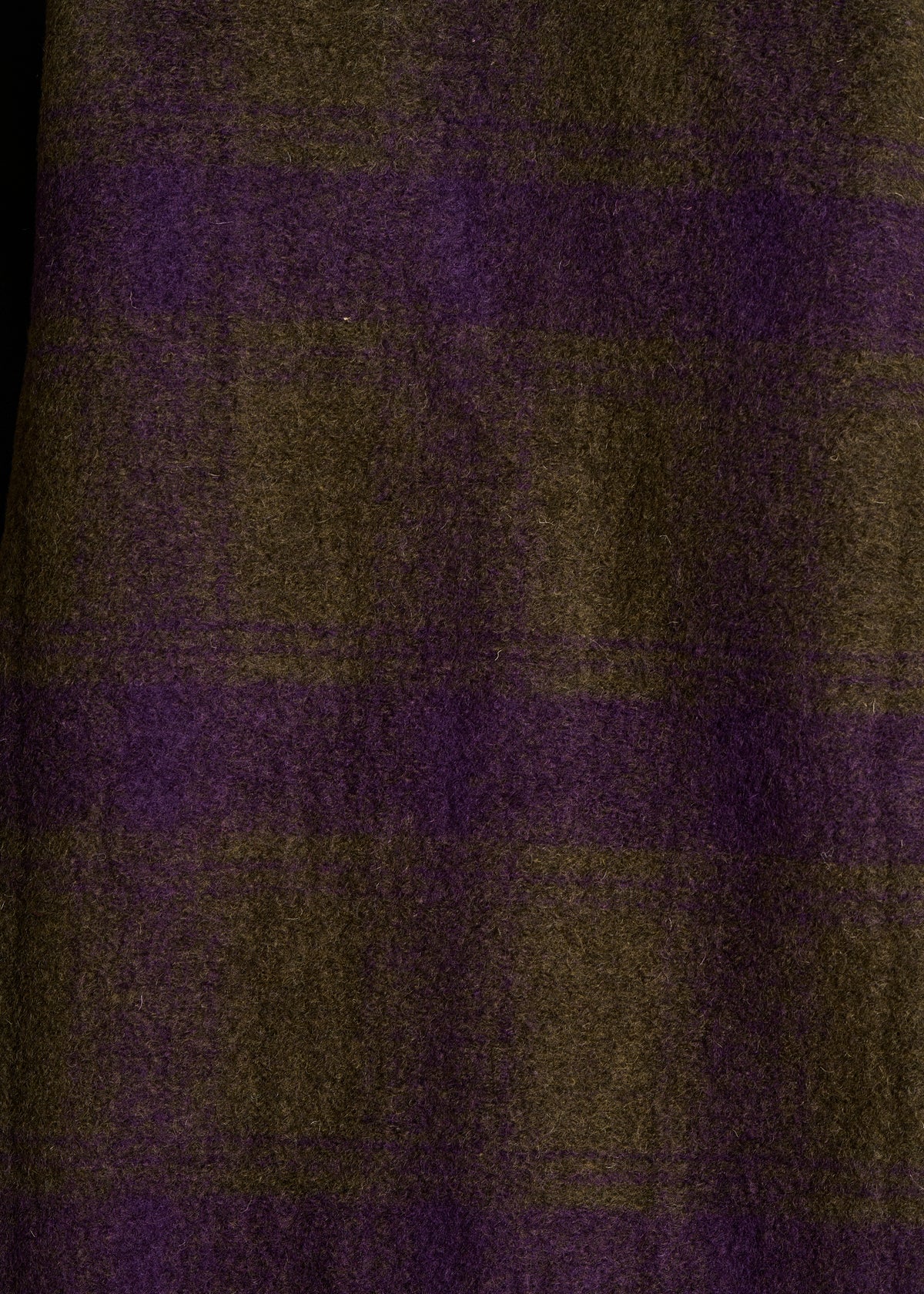 Cappotto lungo a quadri kaki e viola
