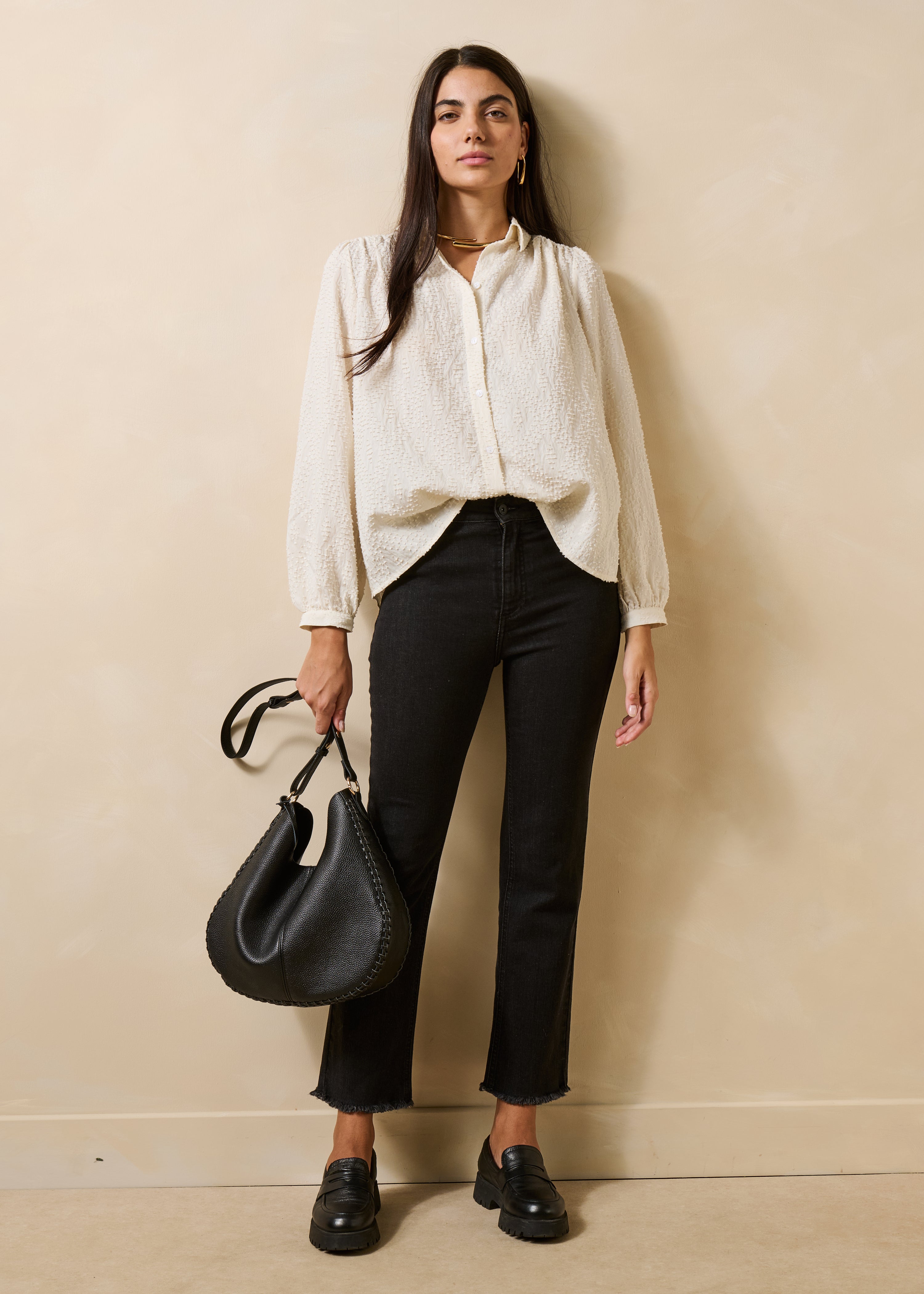 schwarz Cropped-Jeans aus Bio-Baumwolle