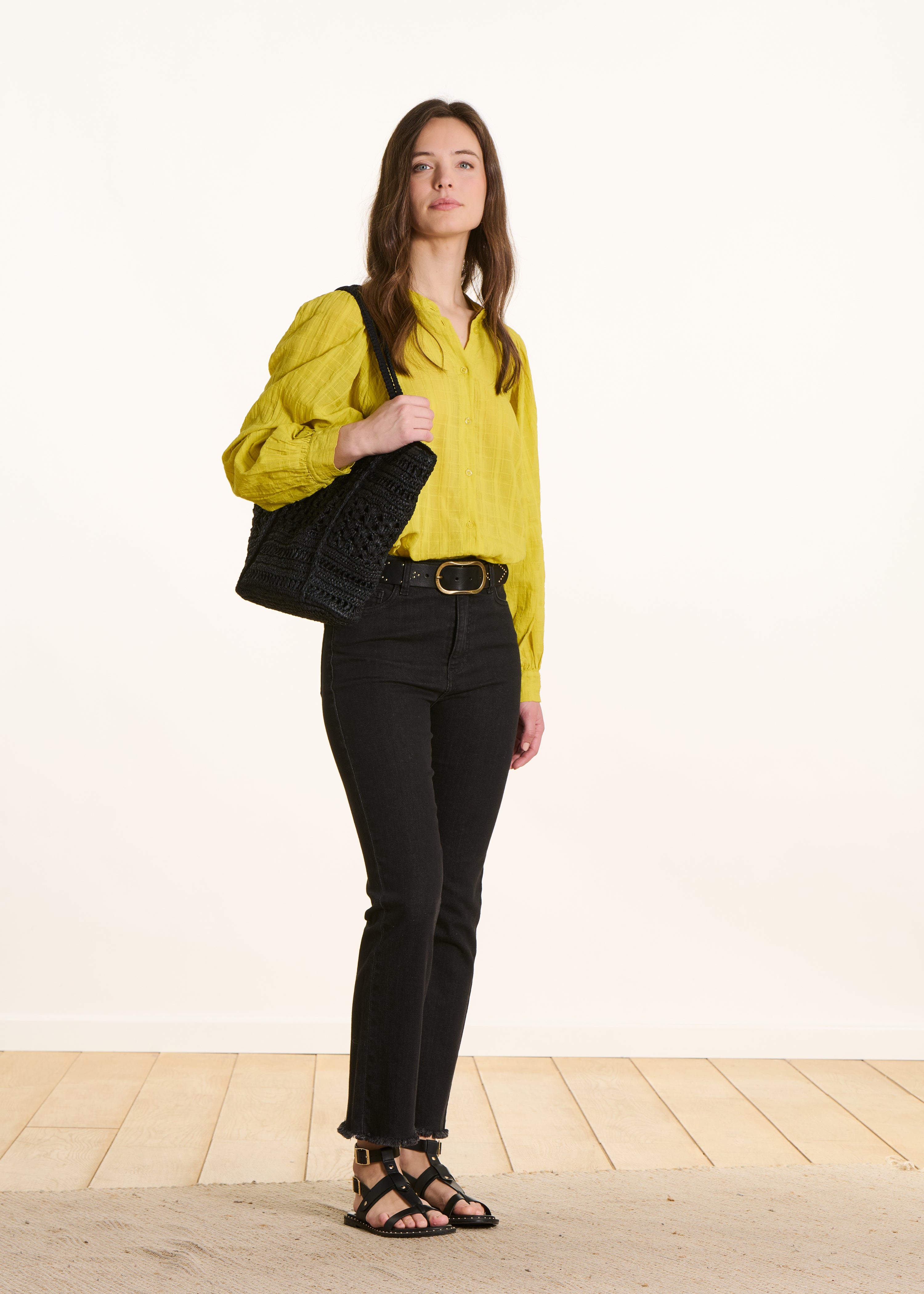 Jean noir cropped en coton biologique