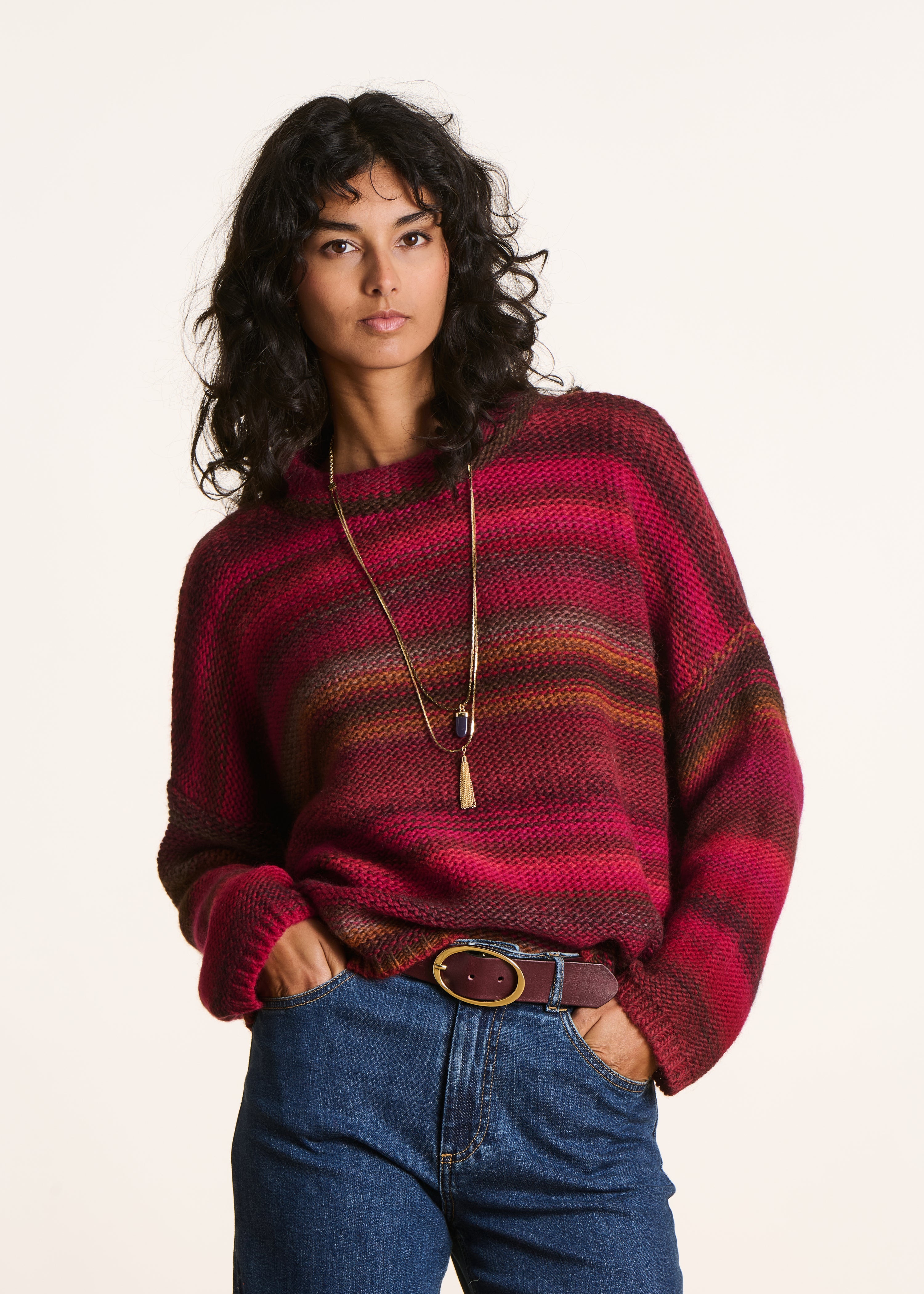 Jersey oversize de rayas rojas en lana