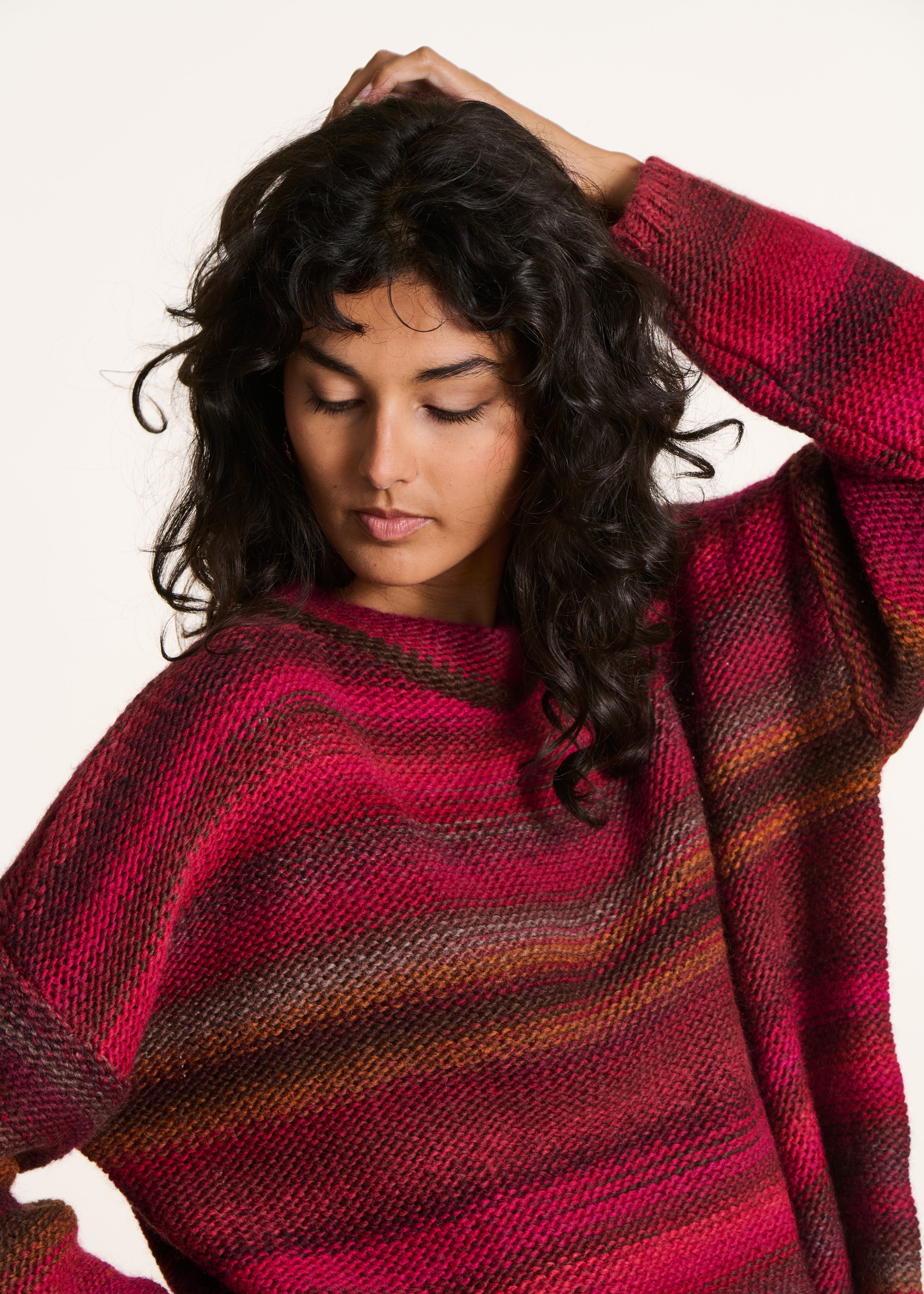 Jersey oversize de rayas rojas en lana