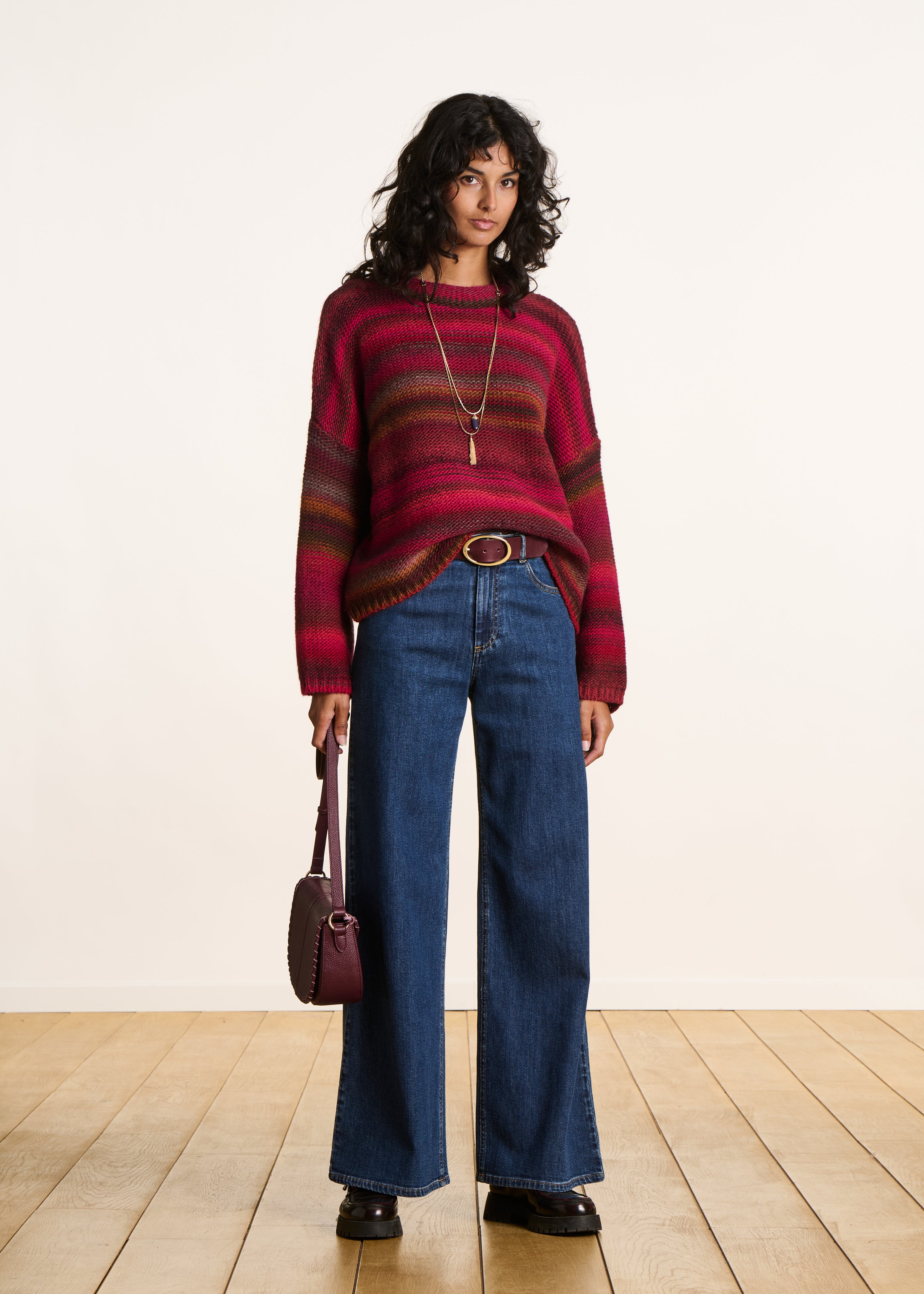 Jersey oversize de rayas rojas en lana