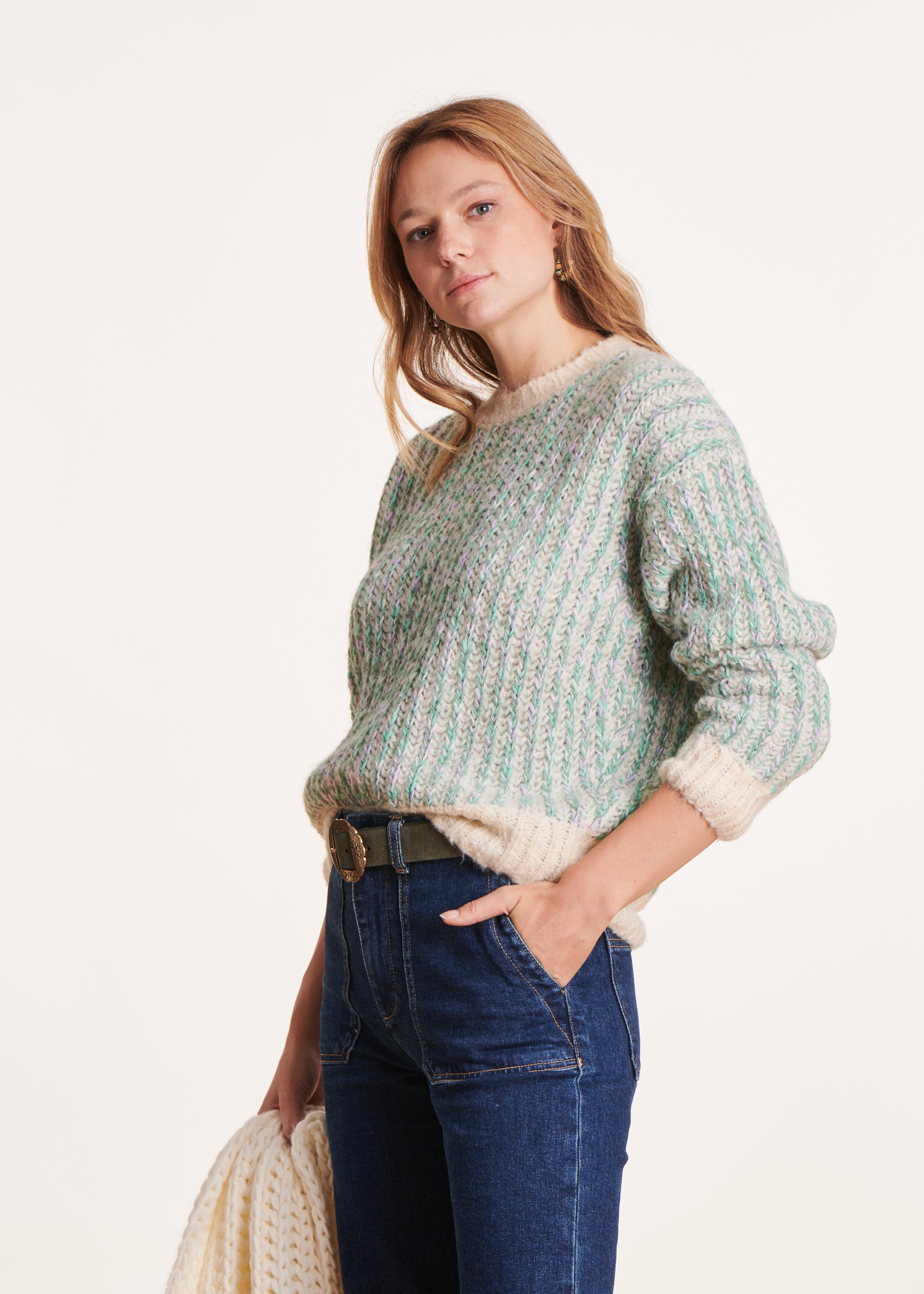 Pull ample vert d'eau La Fée Maraboutée - Main Image