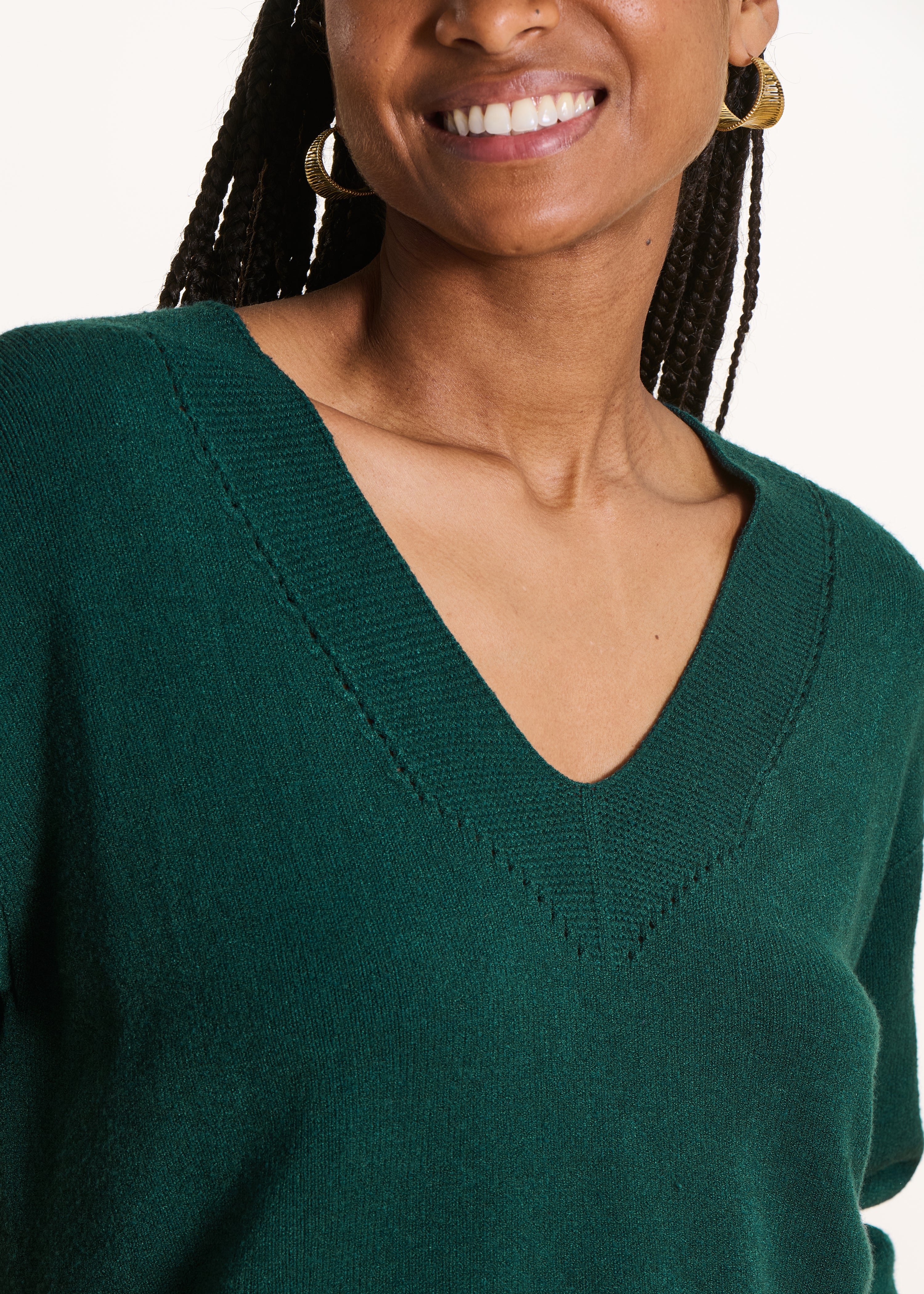 Maglia blu petrolio dritta con scollo a V