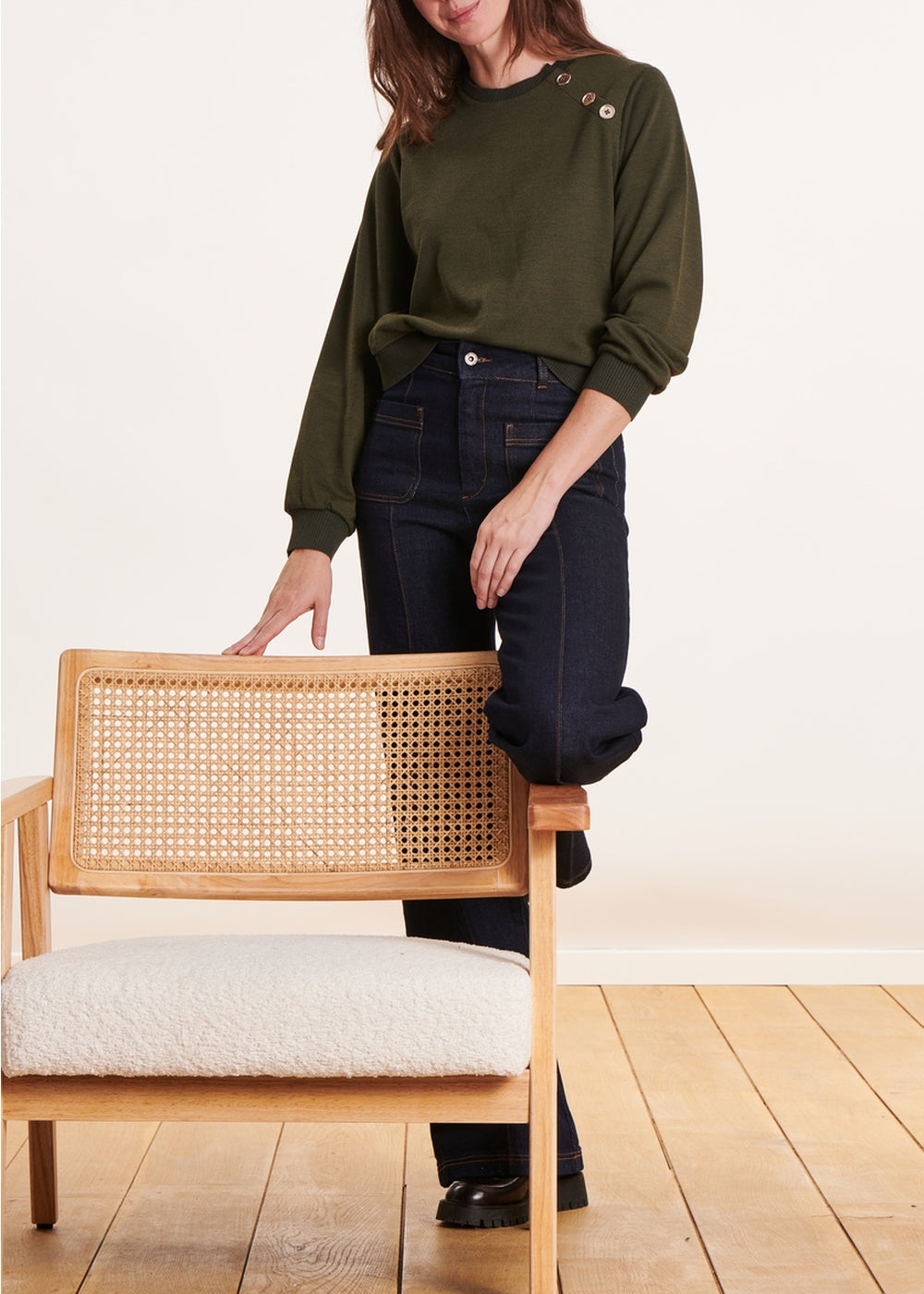 Sweatshirt kaki manches longues