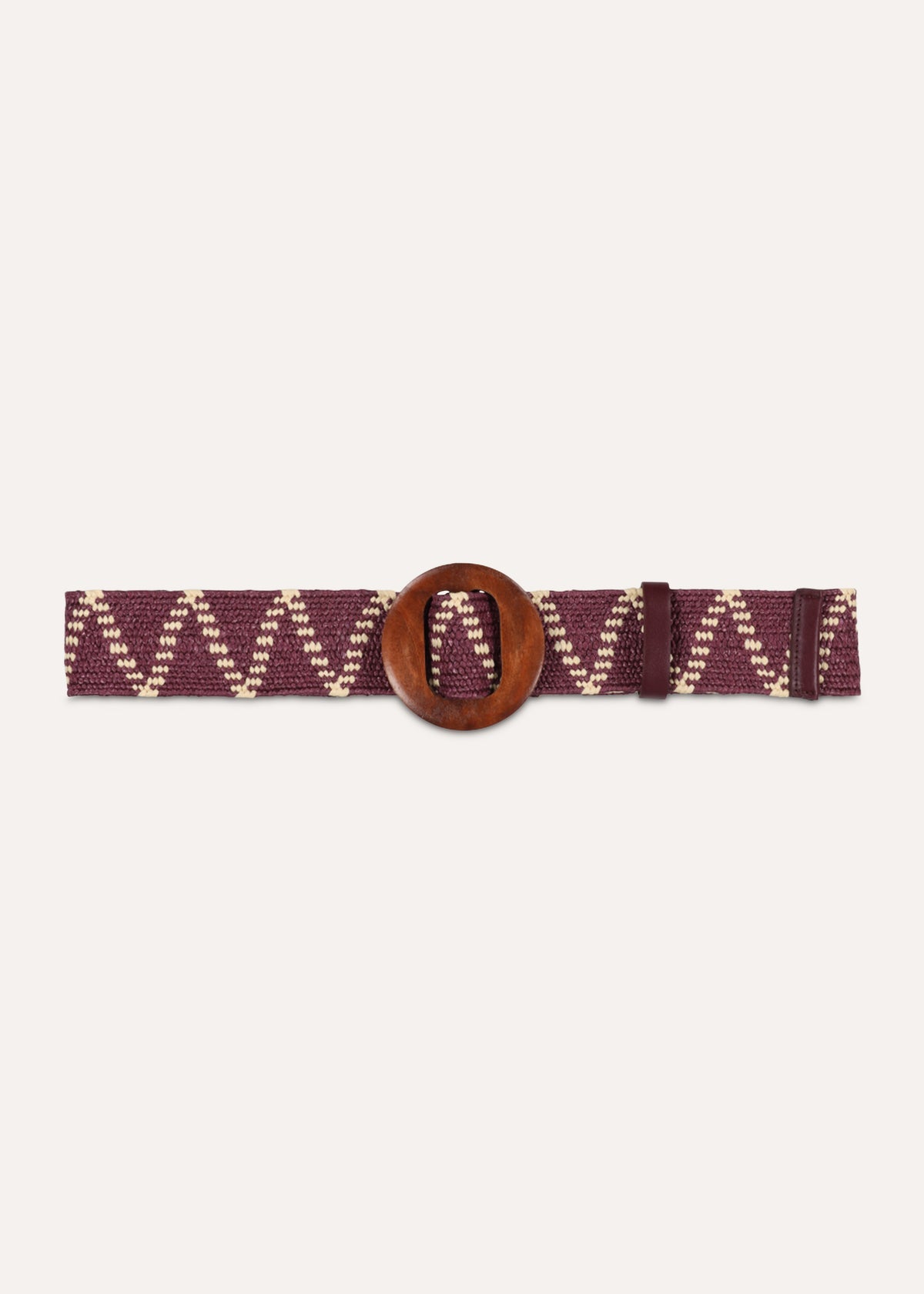 Purple elastic belt with wooden buckle