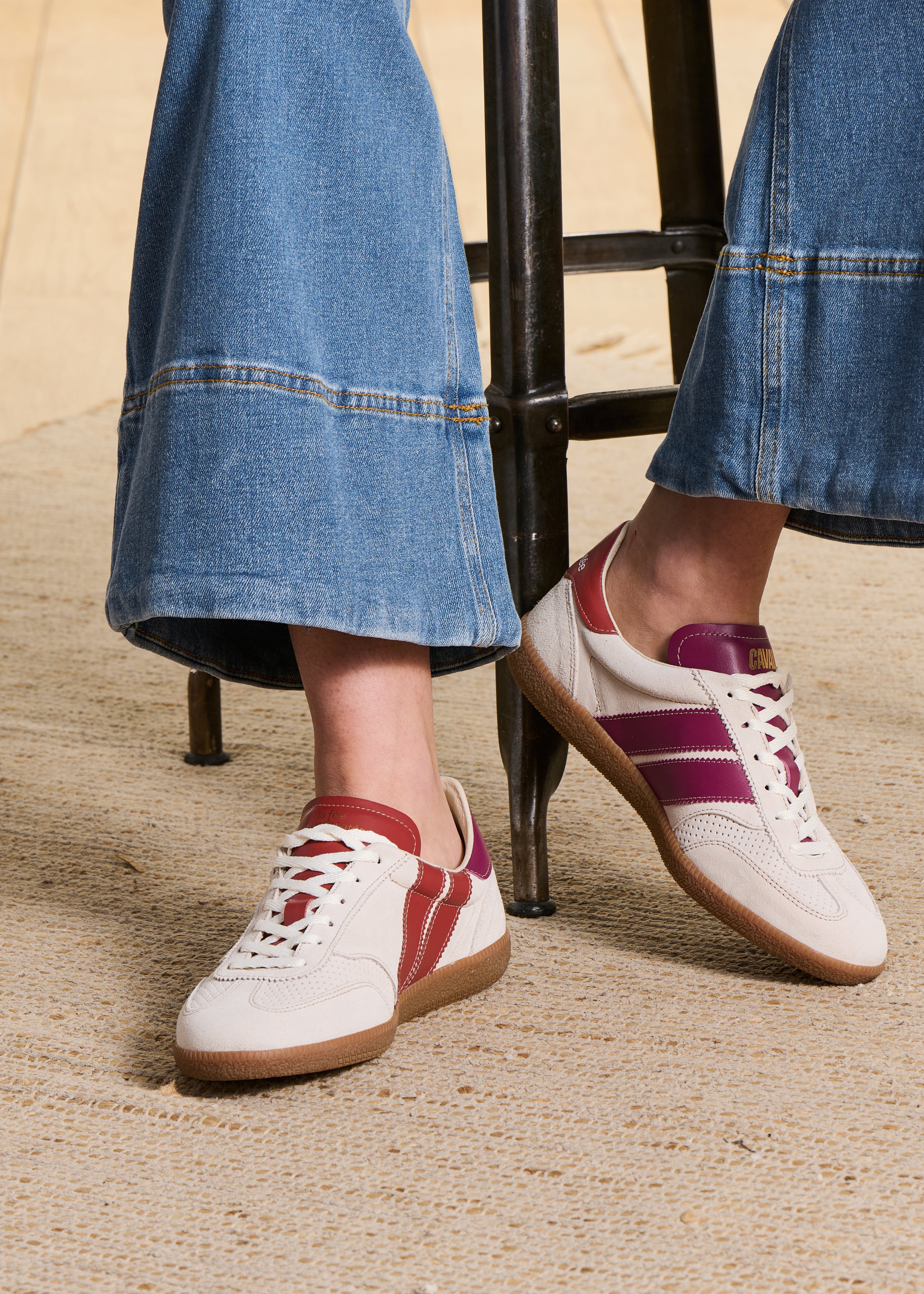 Purple asymmetrical sneakers