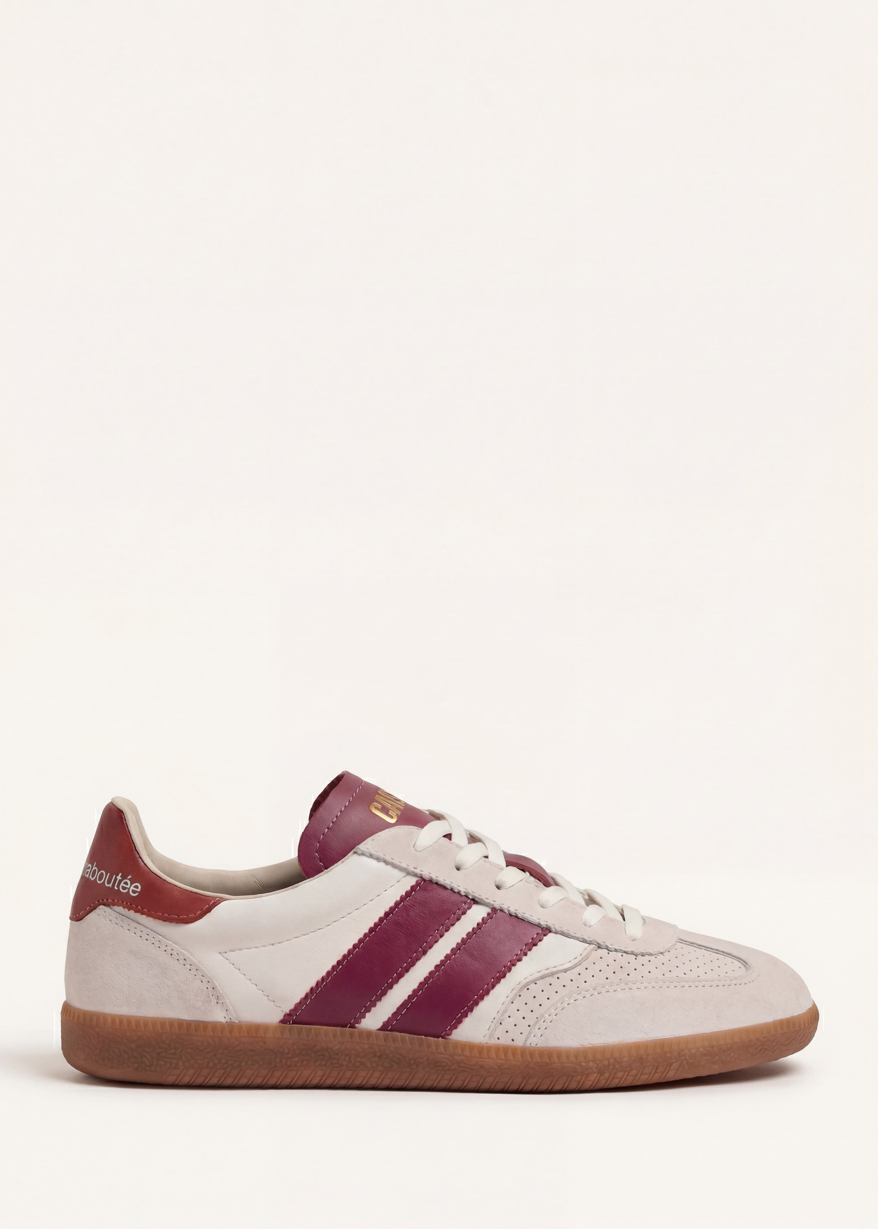Asymmetrical purple leather sneakers