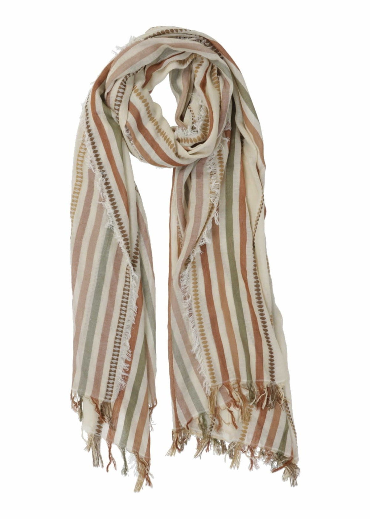 Fine stripes scarf in beige cotton