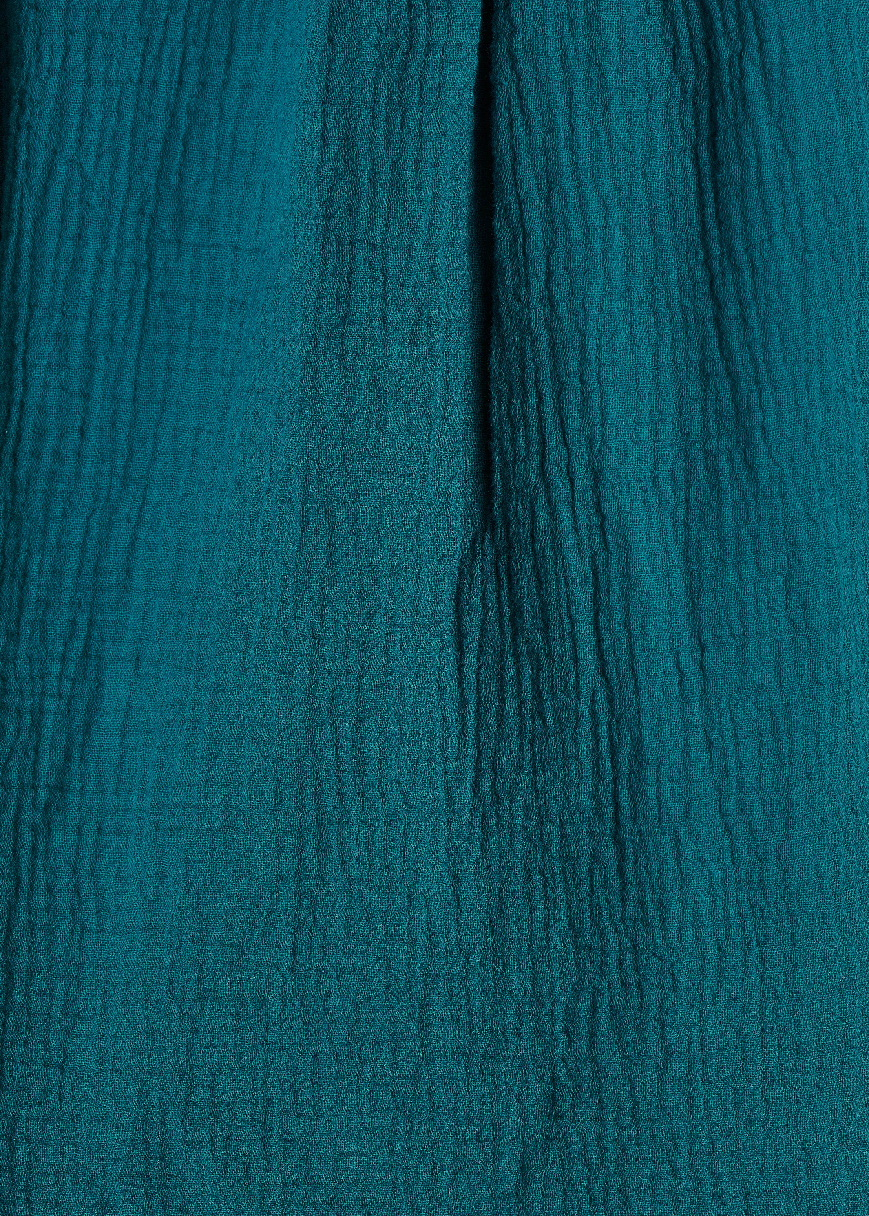 Duck blue short blouse in organic cotton gauze