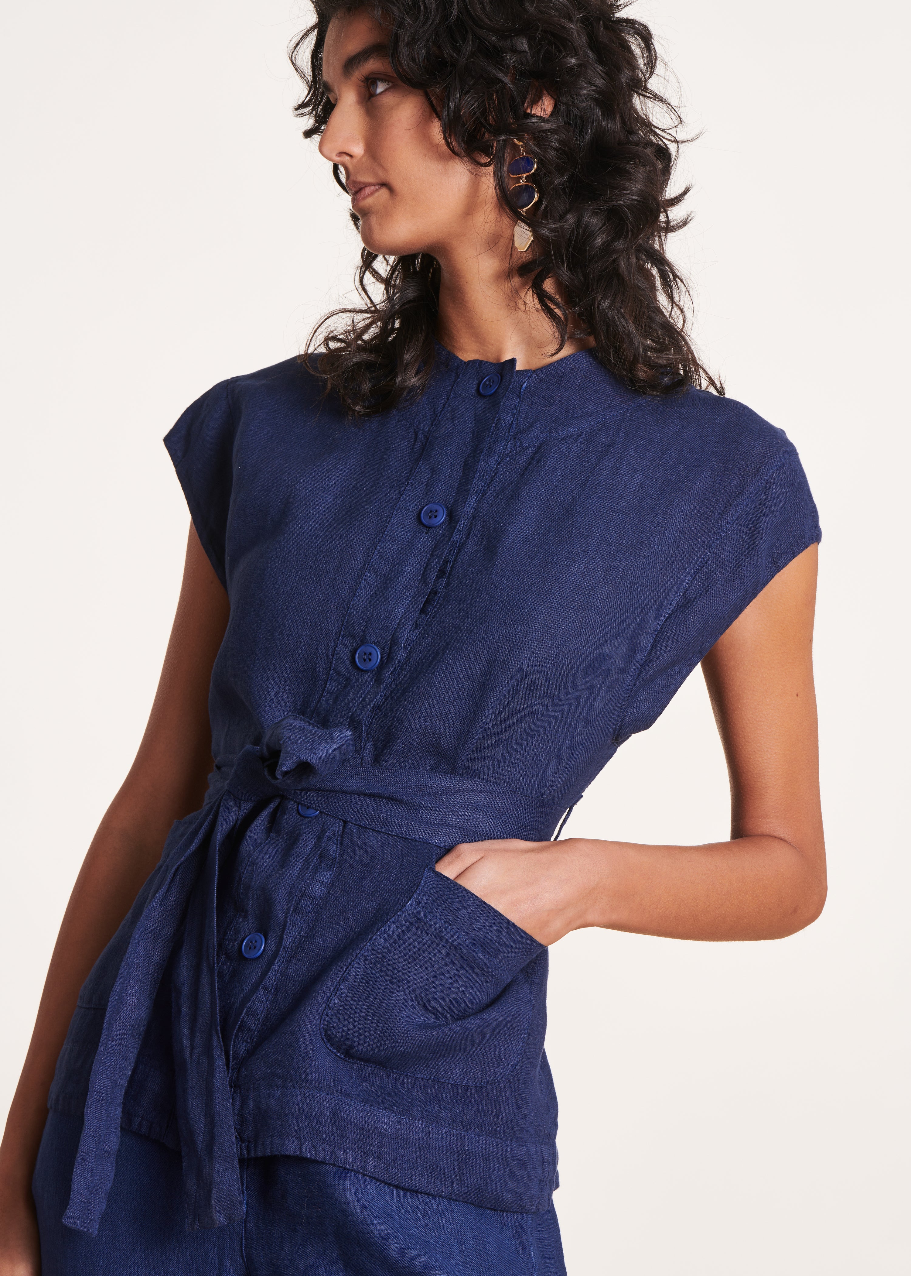 Marineblauw linnen overhemd La Fée Maraboutée