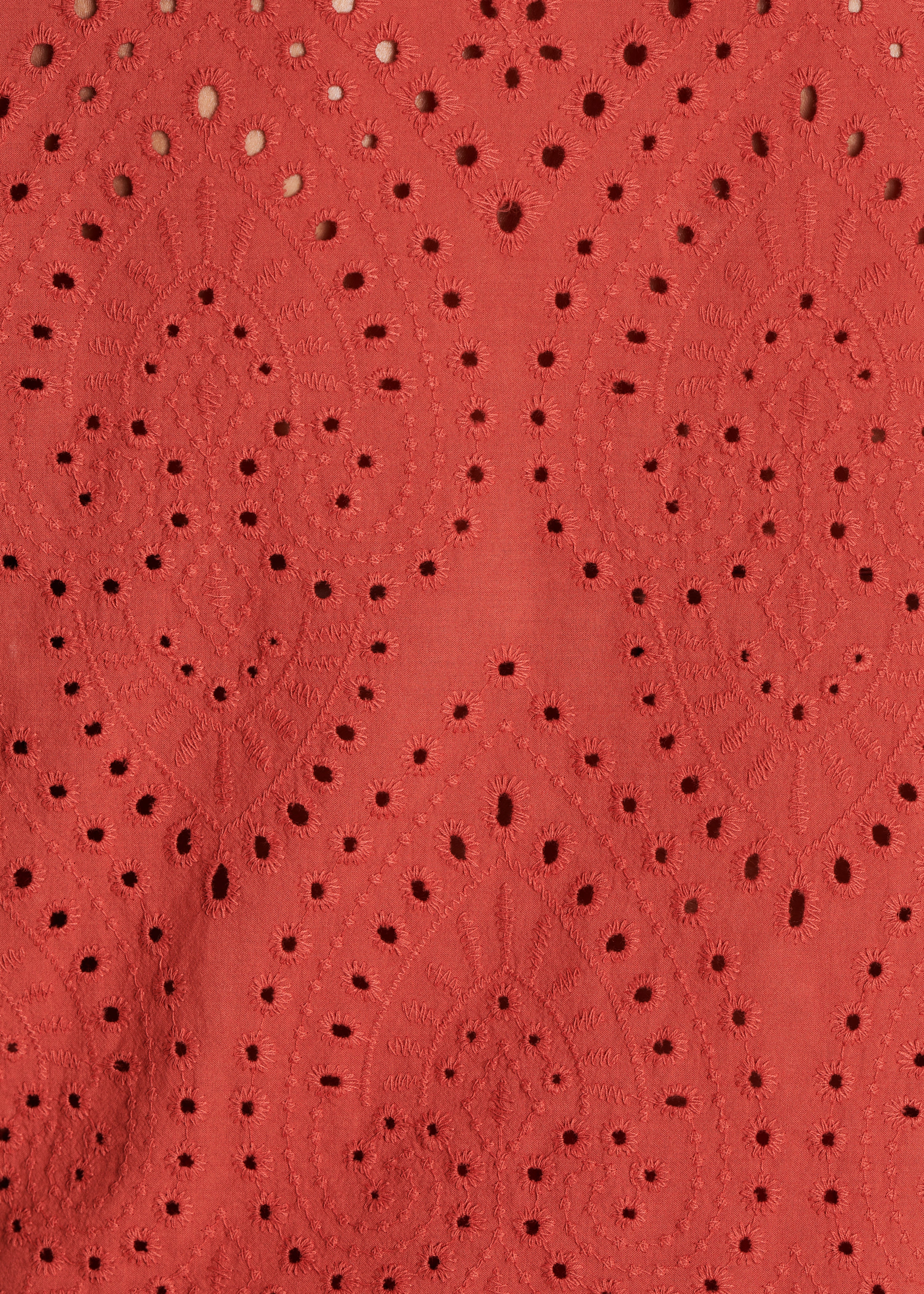 Chemisier court terracotta en broderie anglaise
