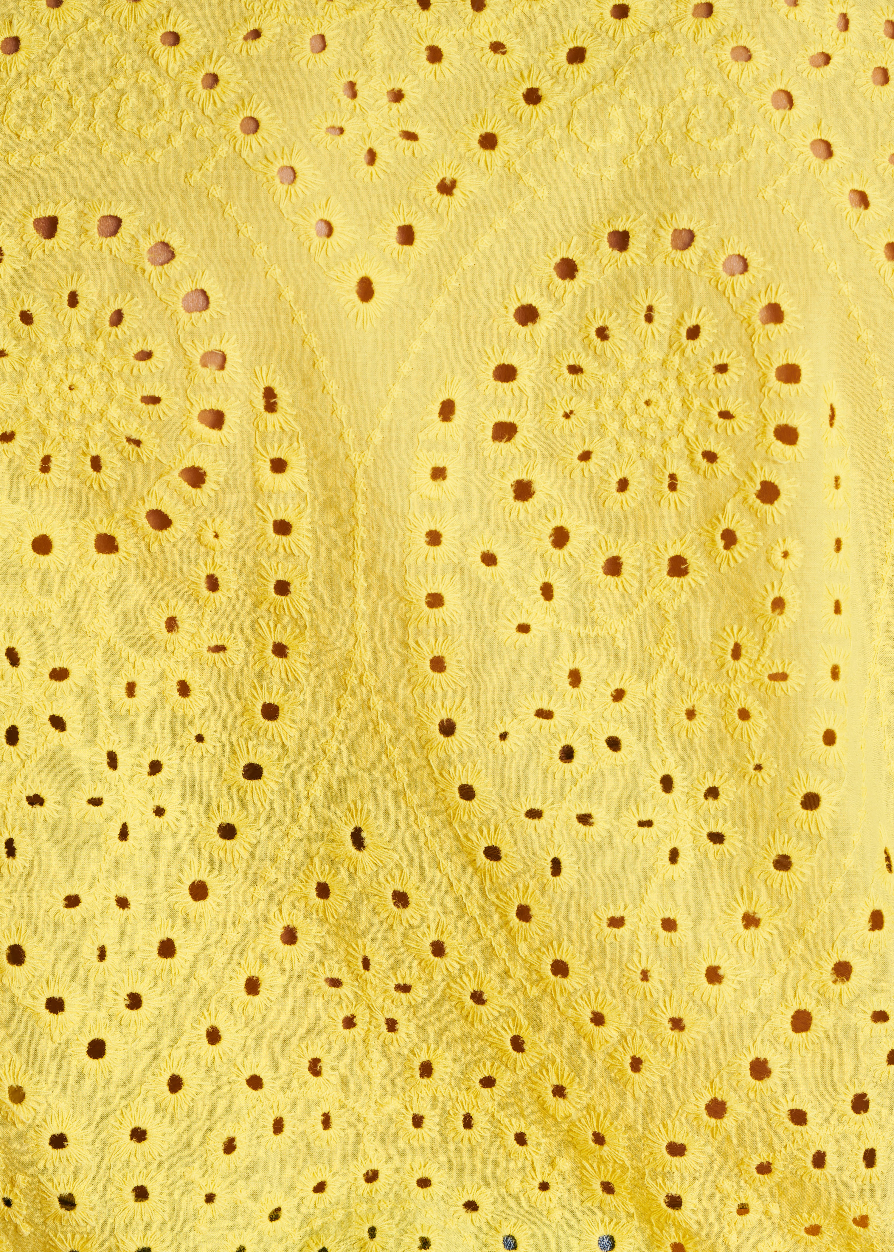 Chemisier court jaune en broderie anglaise