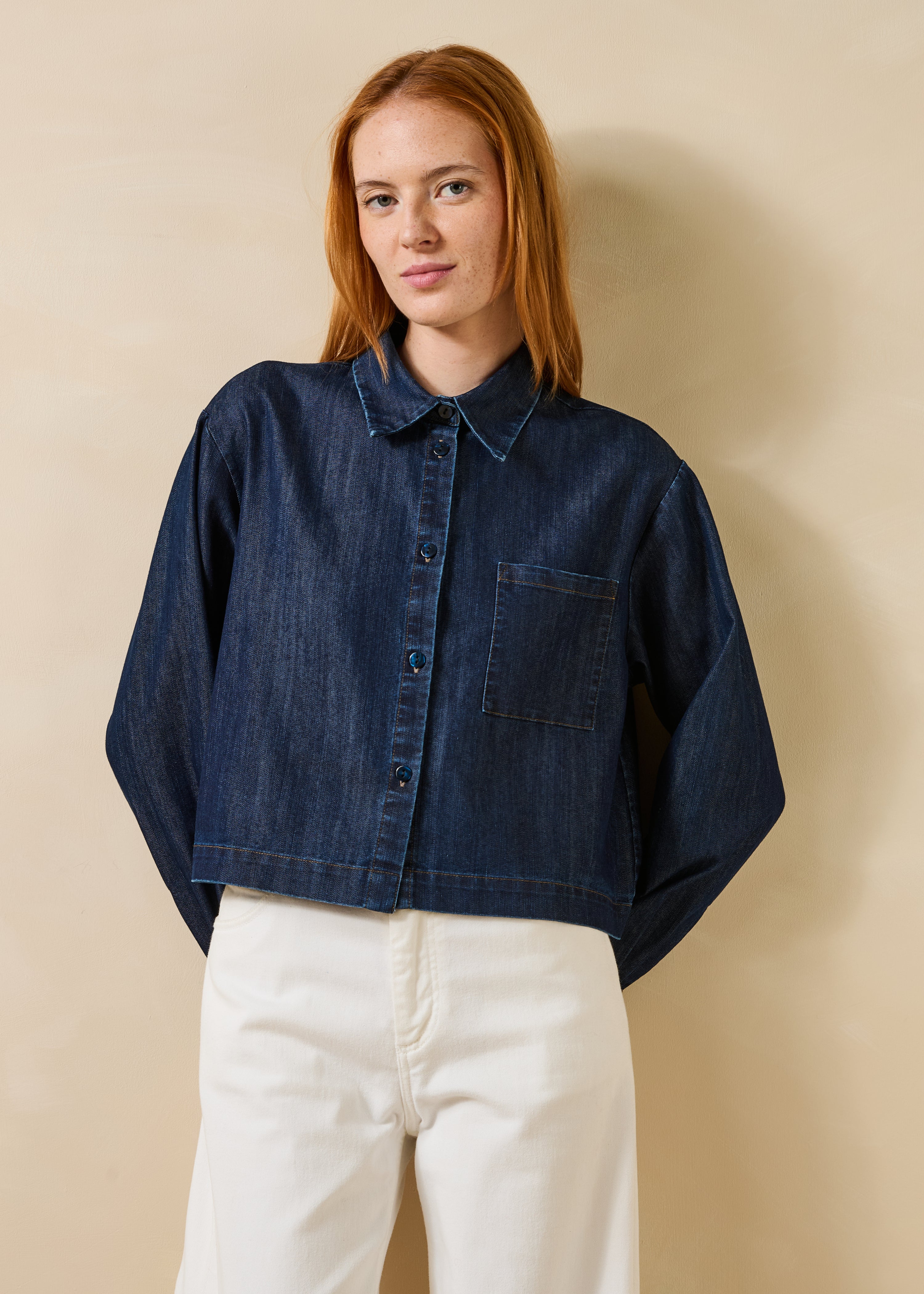 Camicia corta in denim grezzo