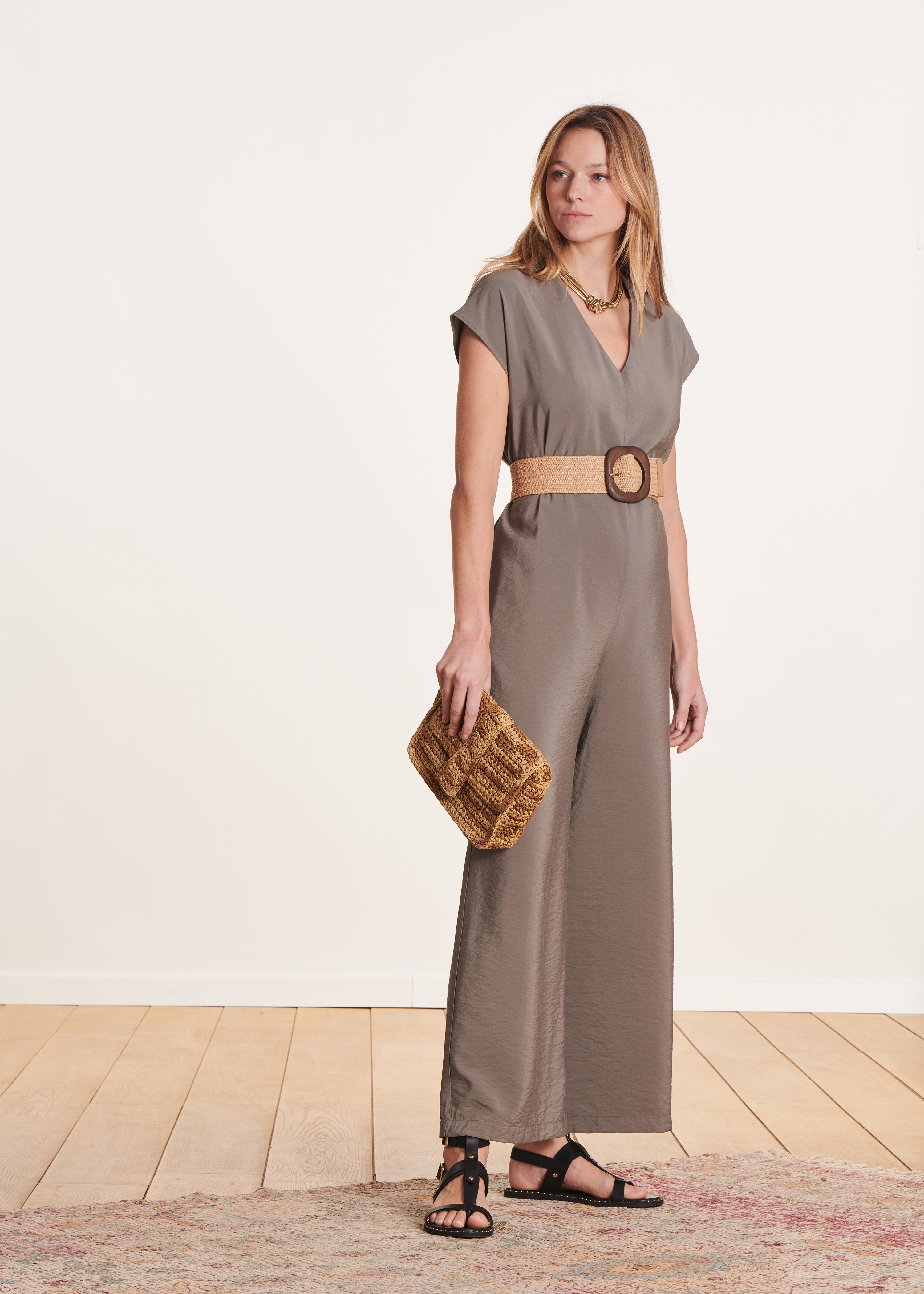 Combinaison pantalon kaki unie La Fée Maraboutée