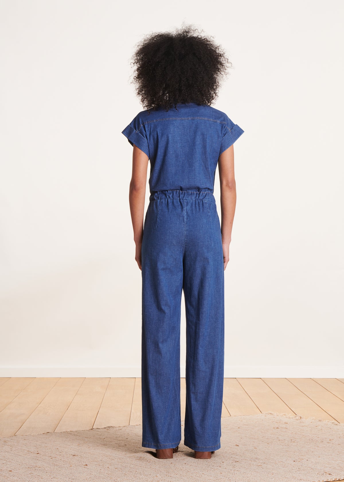 Combinaison large bleue zippée