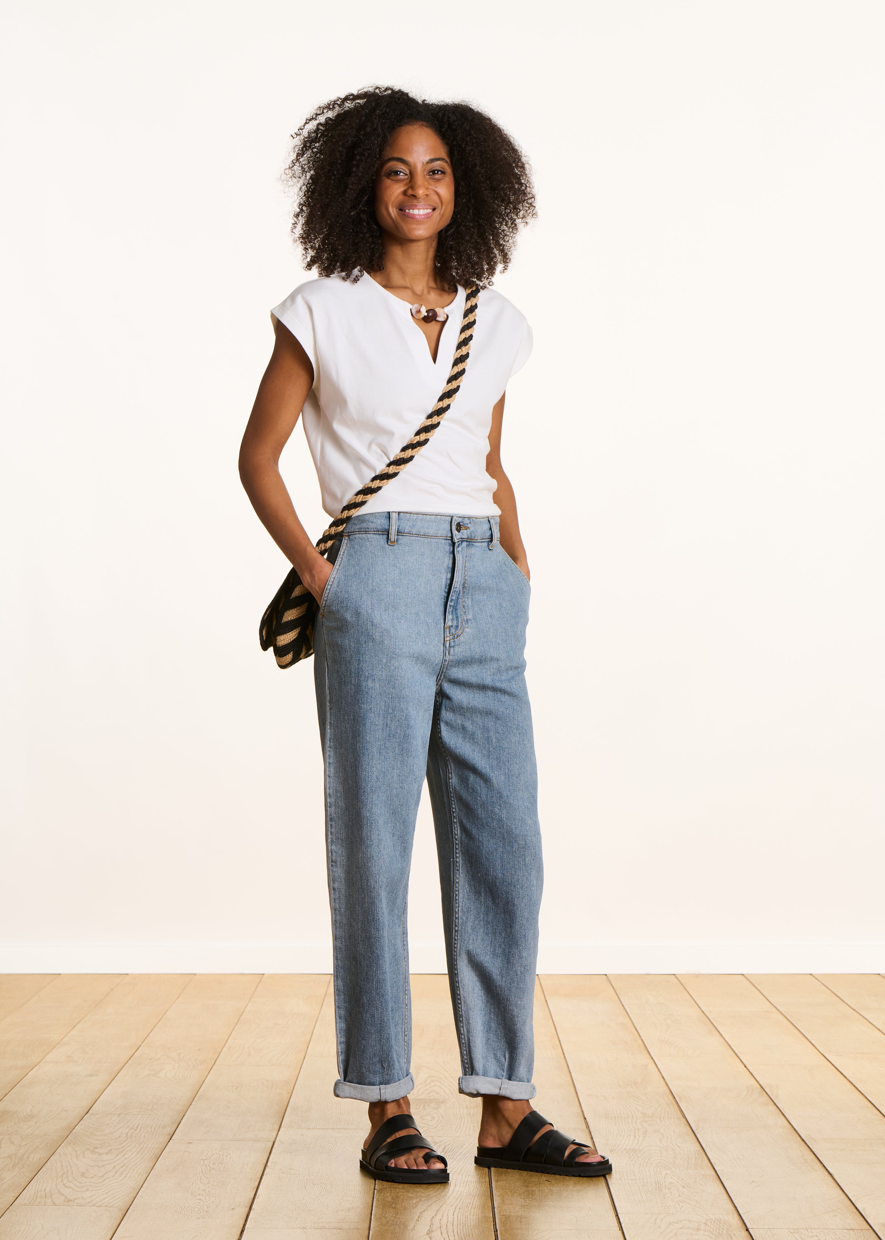 Light boyfriend jeans in organic cotton