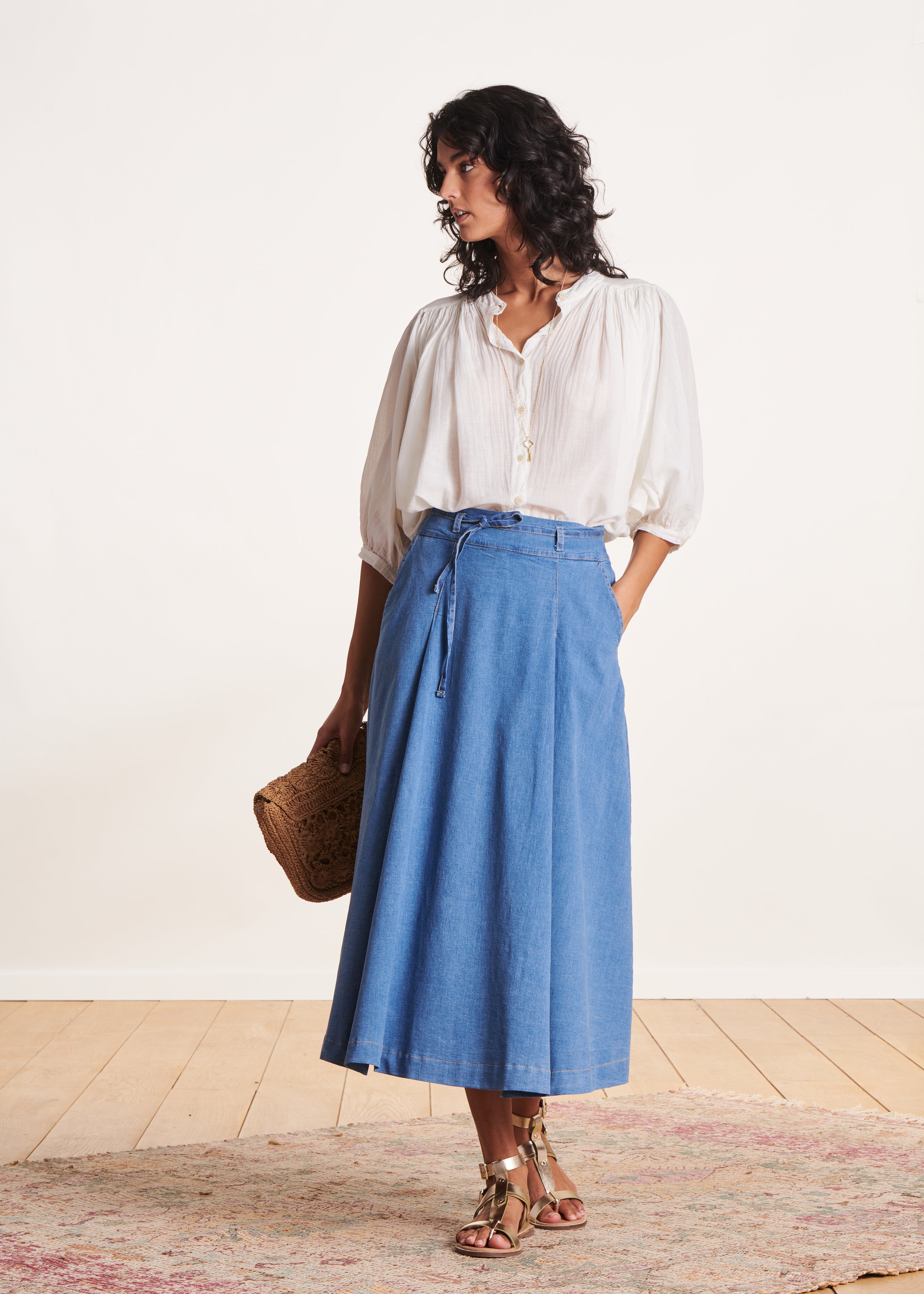 Light denim midi skirt La Fée Maraboutée