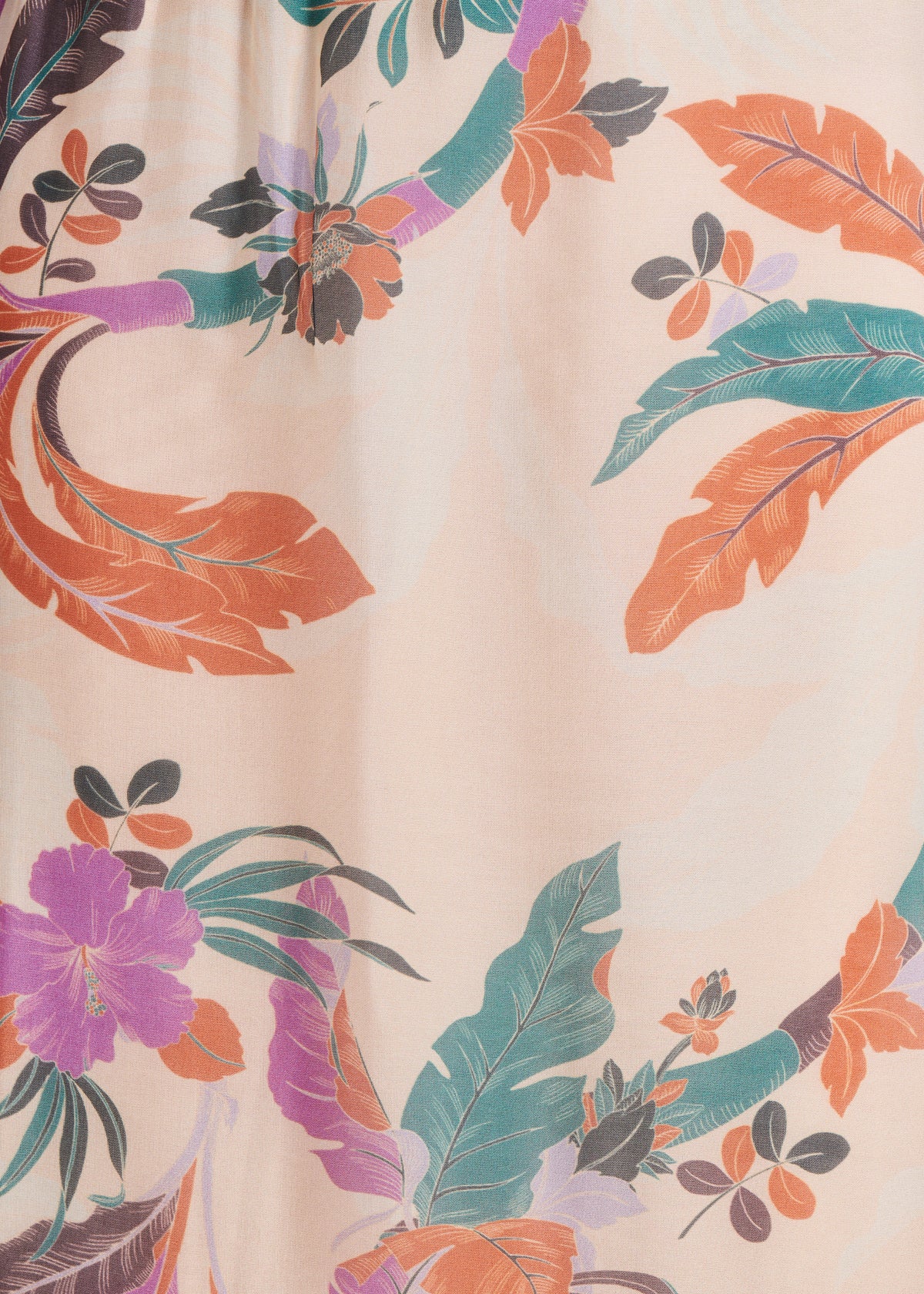 Langer beiger Rock aus Viskose/Seidenchiffon mit Blumenmuster