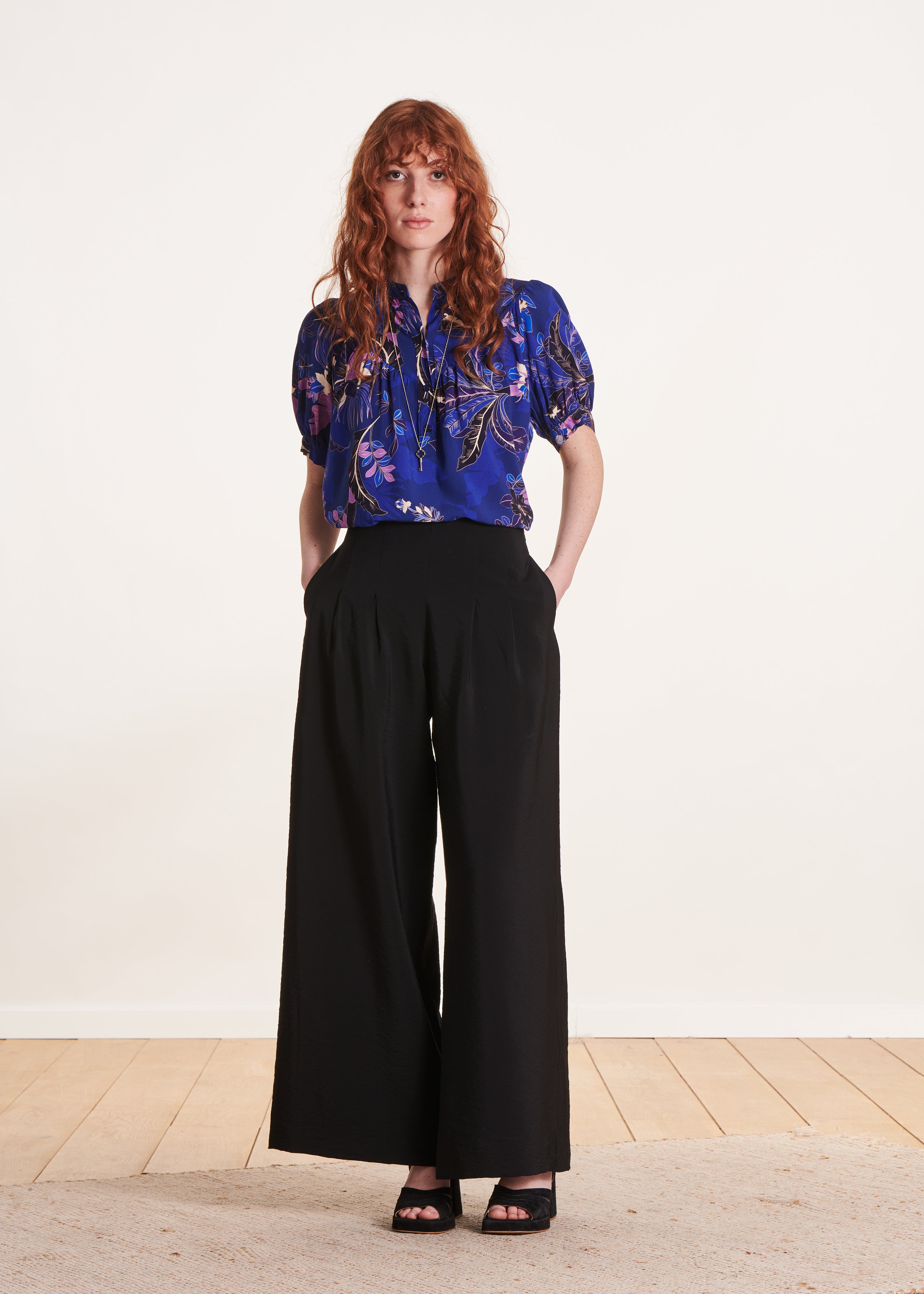 Pantalon Ancho Pantalon Talle Alto Negro Pantalón Negro Ancho