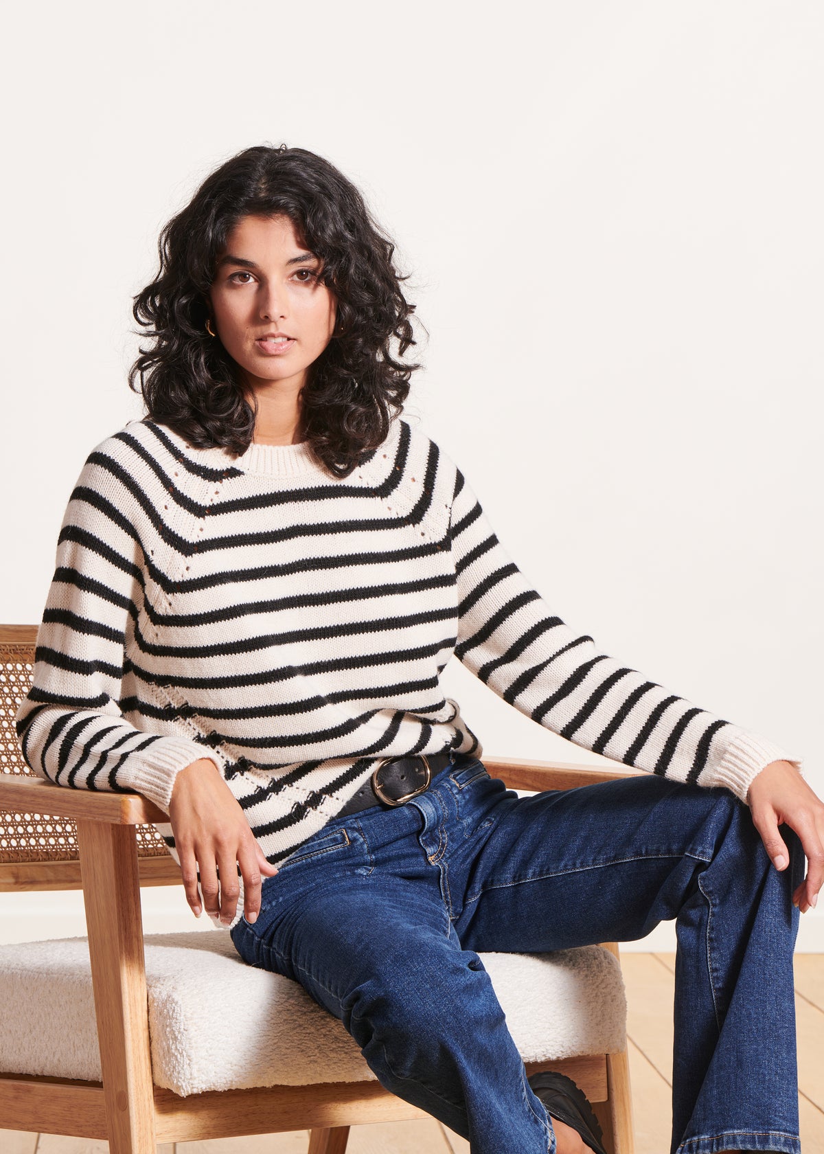 Long-sleeved round-neck sailor jumper