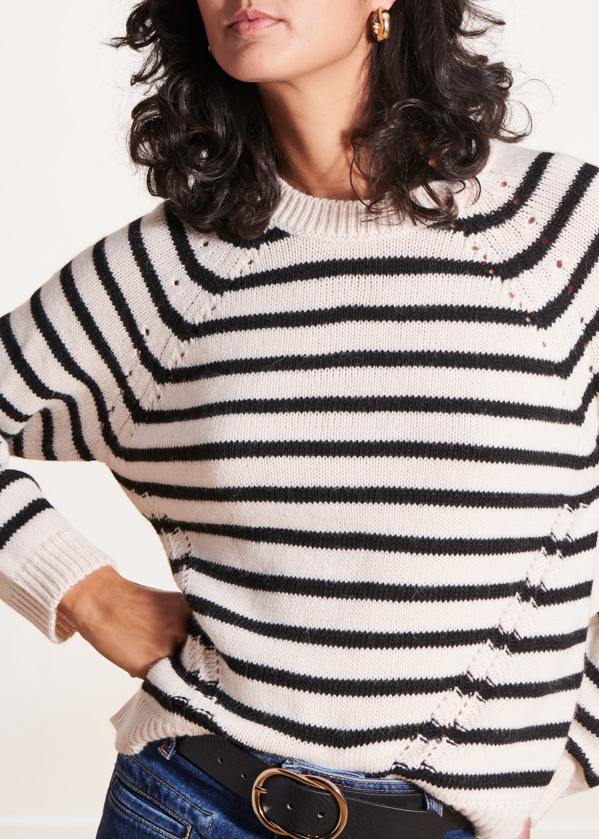 Long-sleeved round-neck sailor jumper