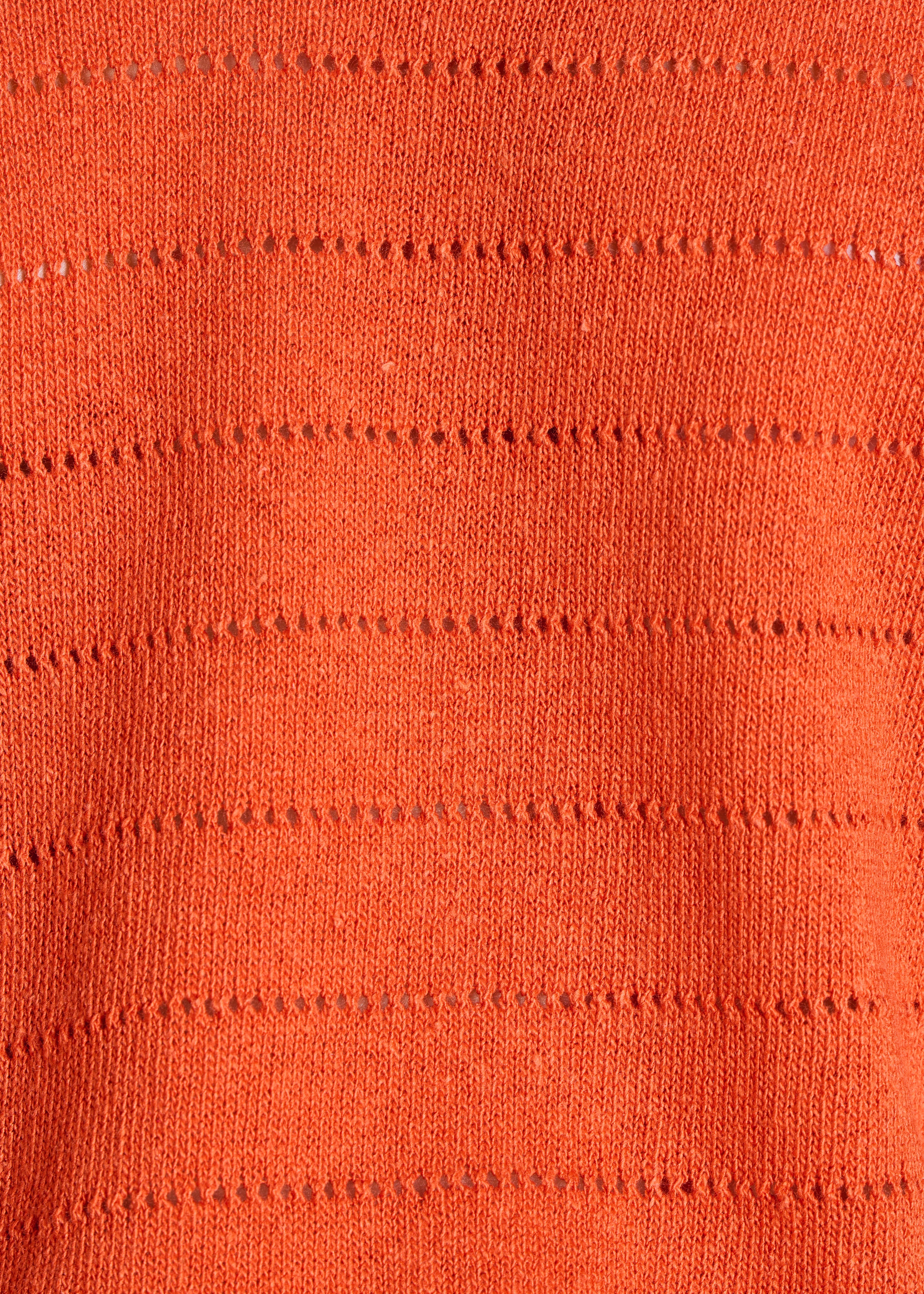 Oversized oranje ajour trui met korte mouwen
