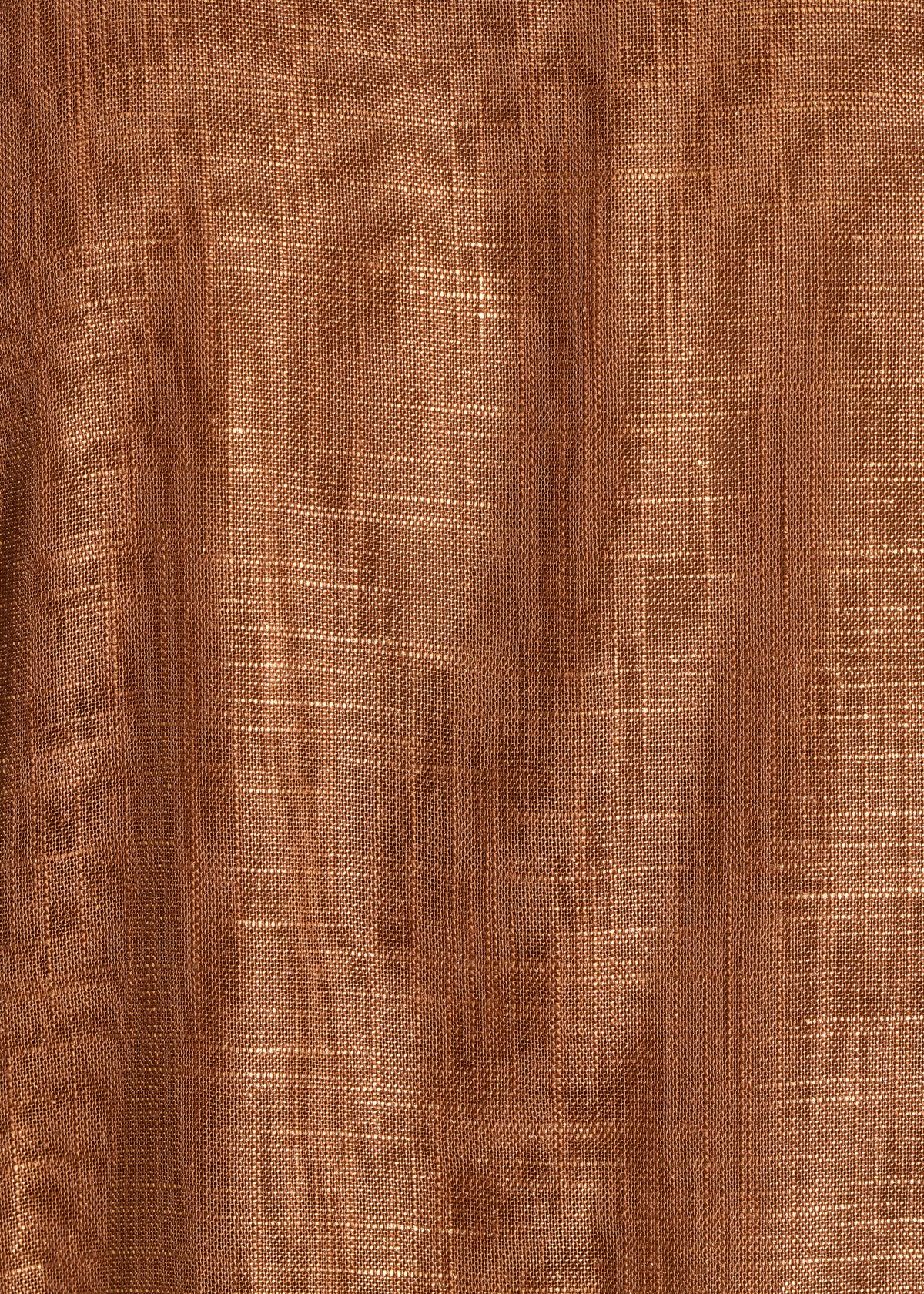 Robe courte en lin foiled bronze manches courtes