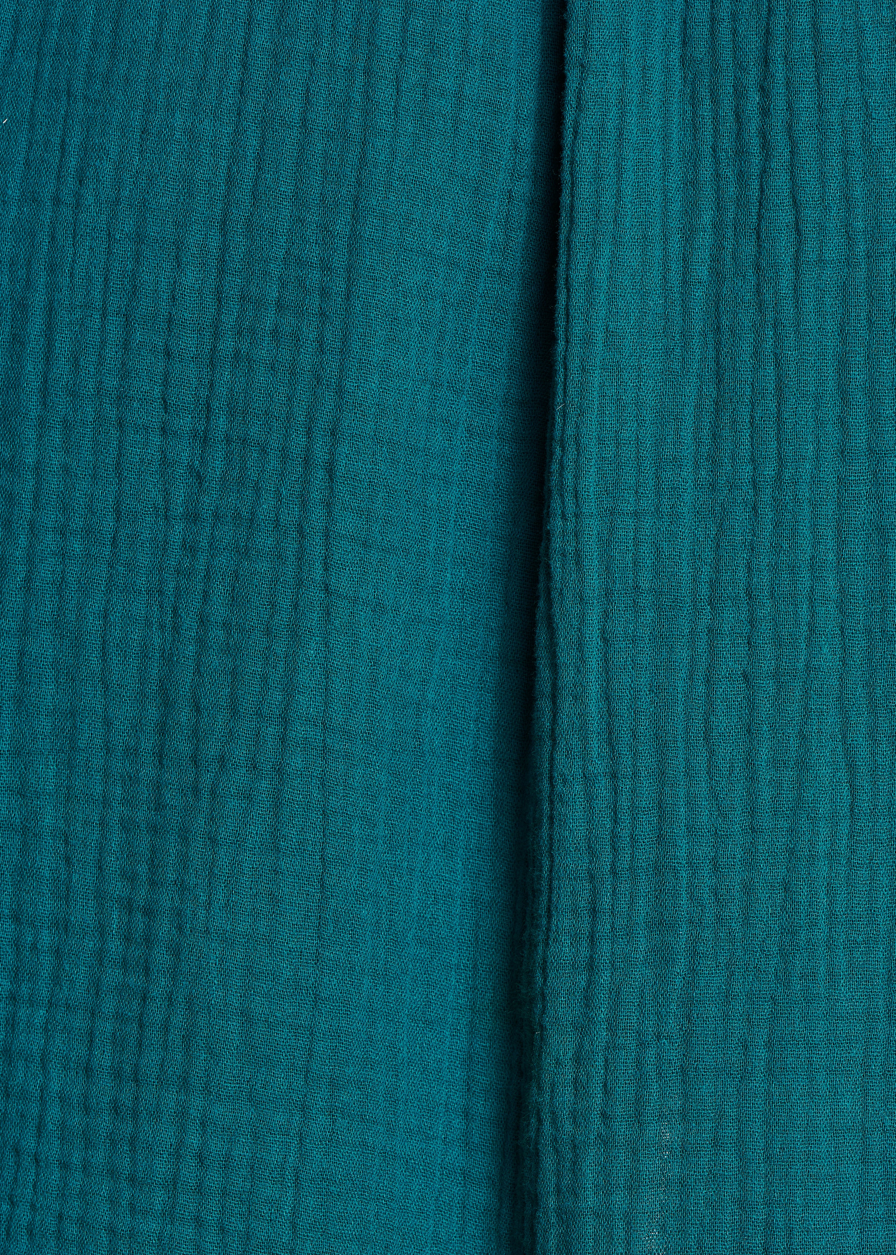 Kurzes Kleid in Entenblau aus Gaze aus biologischer Baumwolle