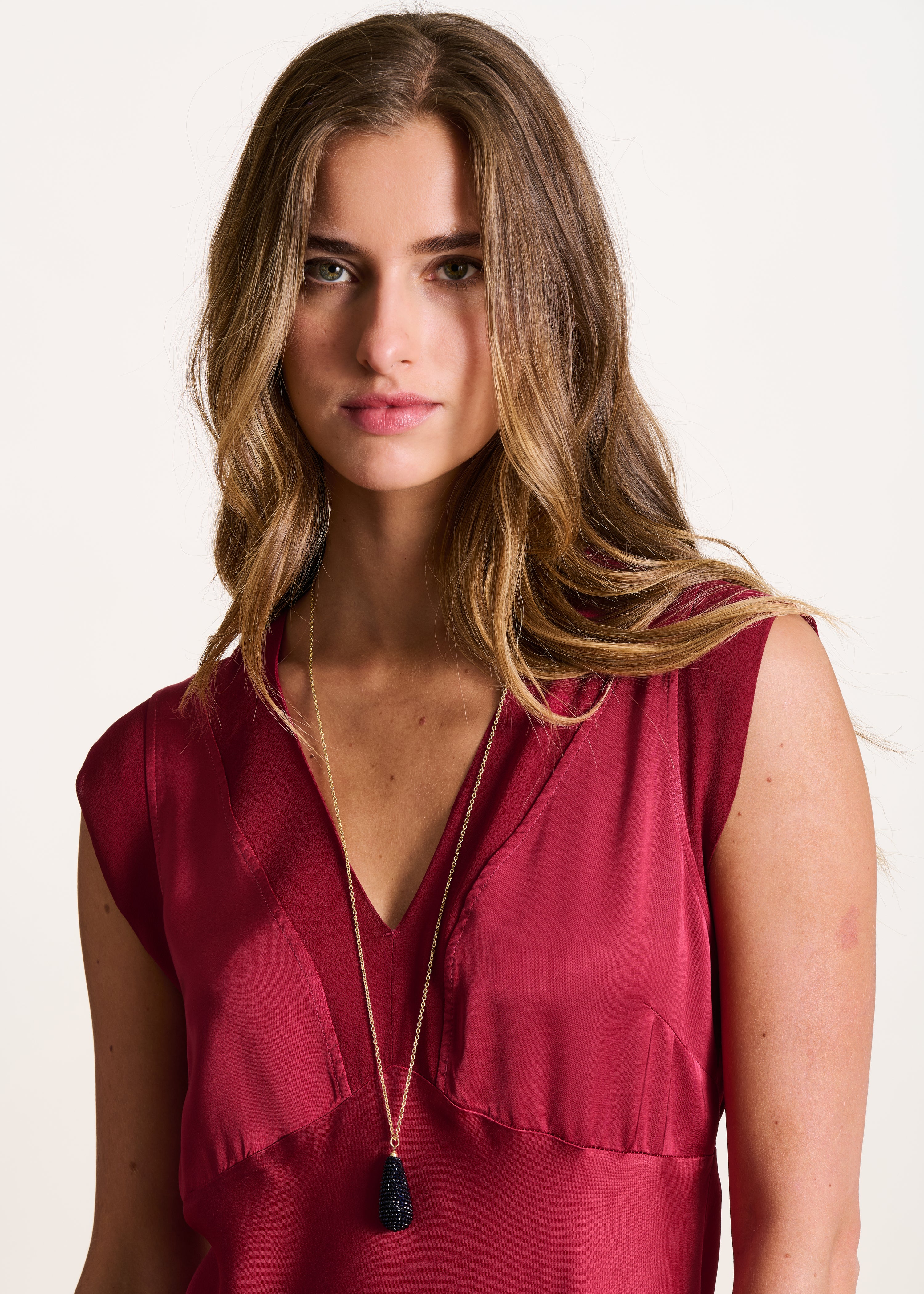 Abito lungo fluido elegante rosso